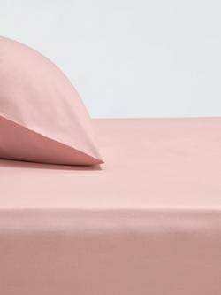 John Lewis Crisp & Fresh Cotton Rich Fitted Sheet, Plaster Pink