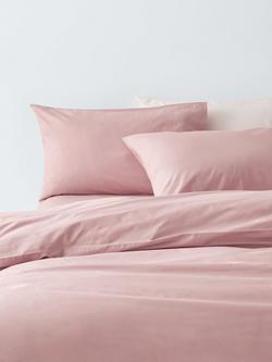 John Lewis Crisp & Fresh Cotton Rich Duvet Cover Set, Plaster Pink