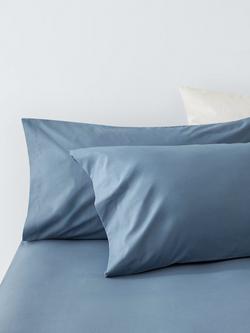 John Lewis Crisp & Fresh Cotton Rich Duvet Cover Set - view 2, Lake Blue
