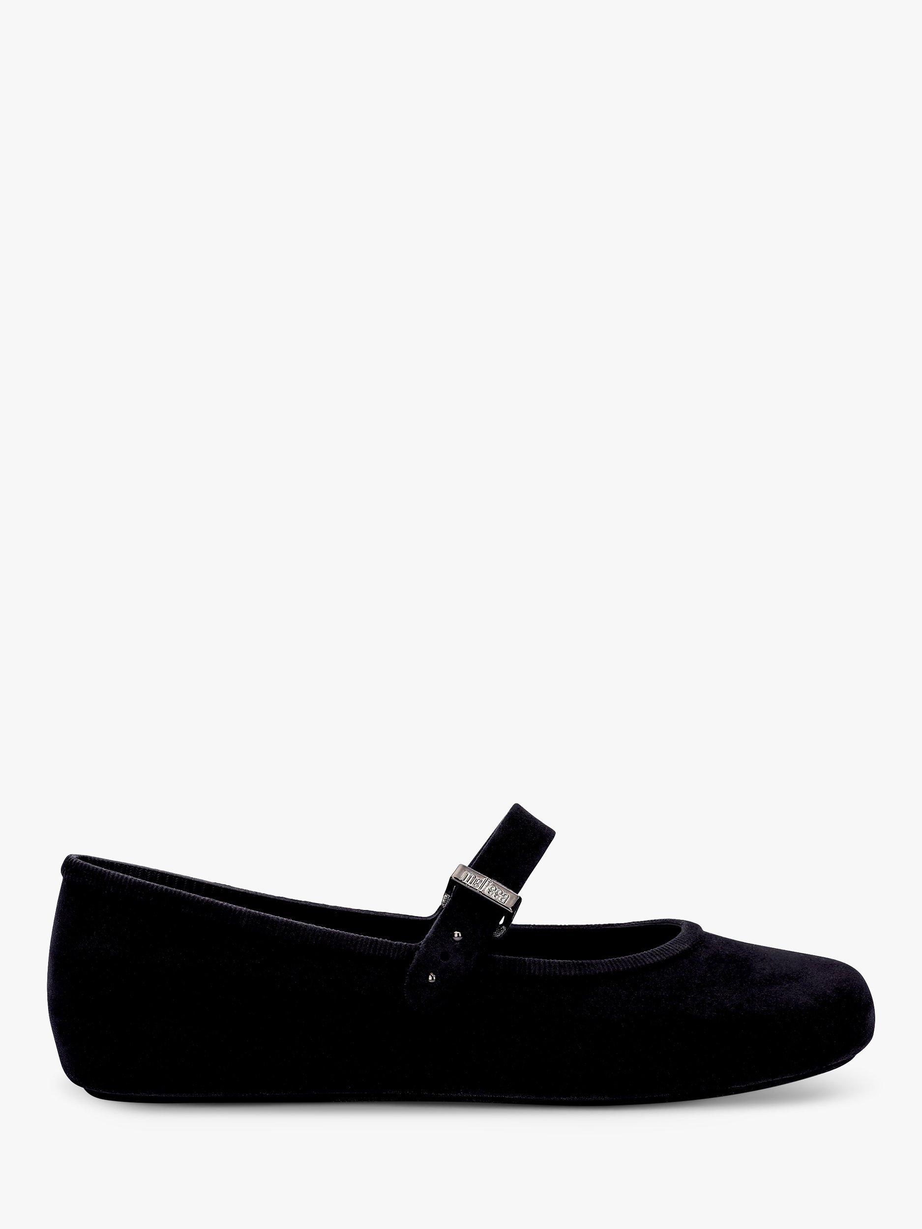 Product image 1 of 3, which shows Melissa Velvet Ballerina Pumps, Black, 3