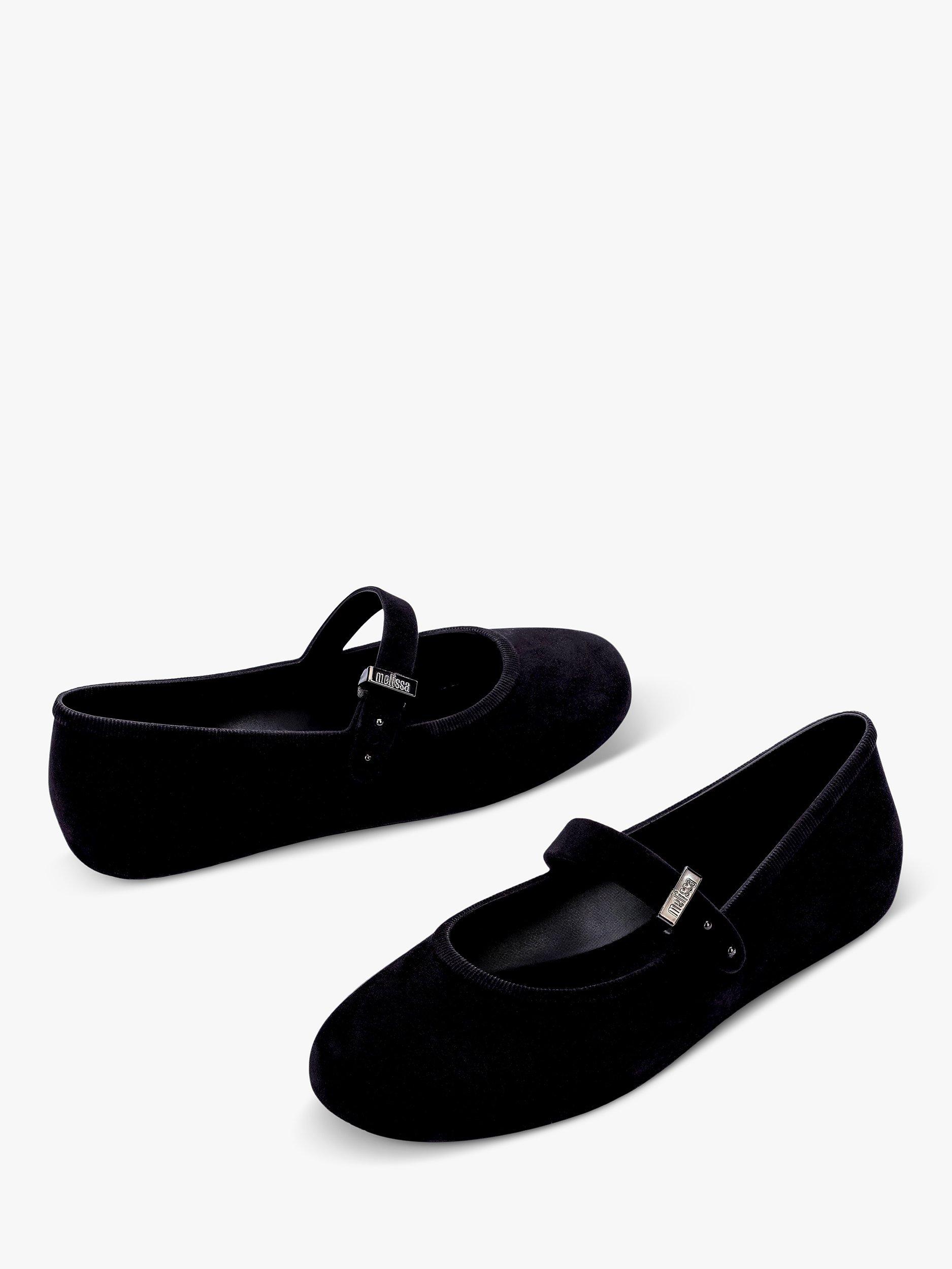 Product image 2 of 3, which shows Melissa Velvet Ballerina Pumps, Black, 3