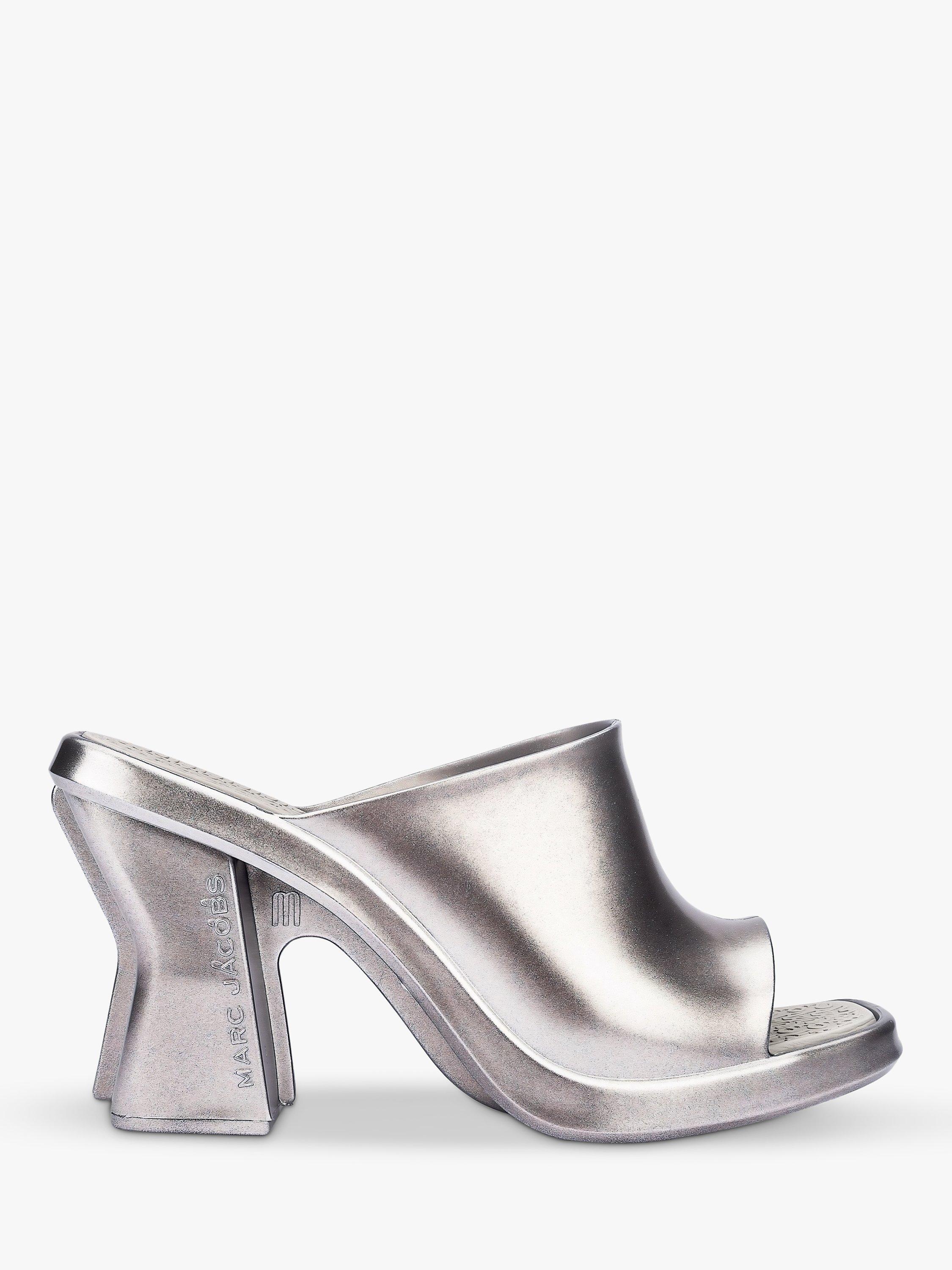 Product image 1 of 3, which shows Melissa Mule x Marc Jacobs Heeled Sandals, Silver/Grey, 3