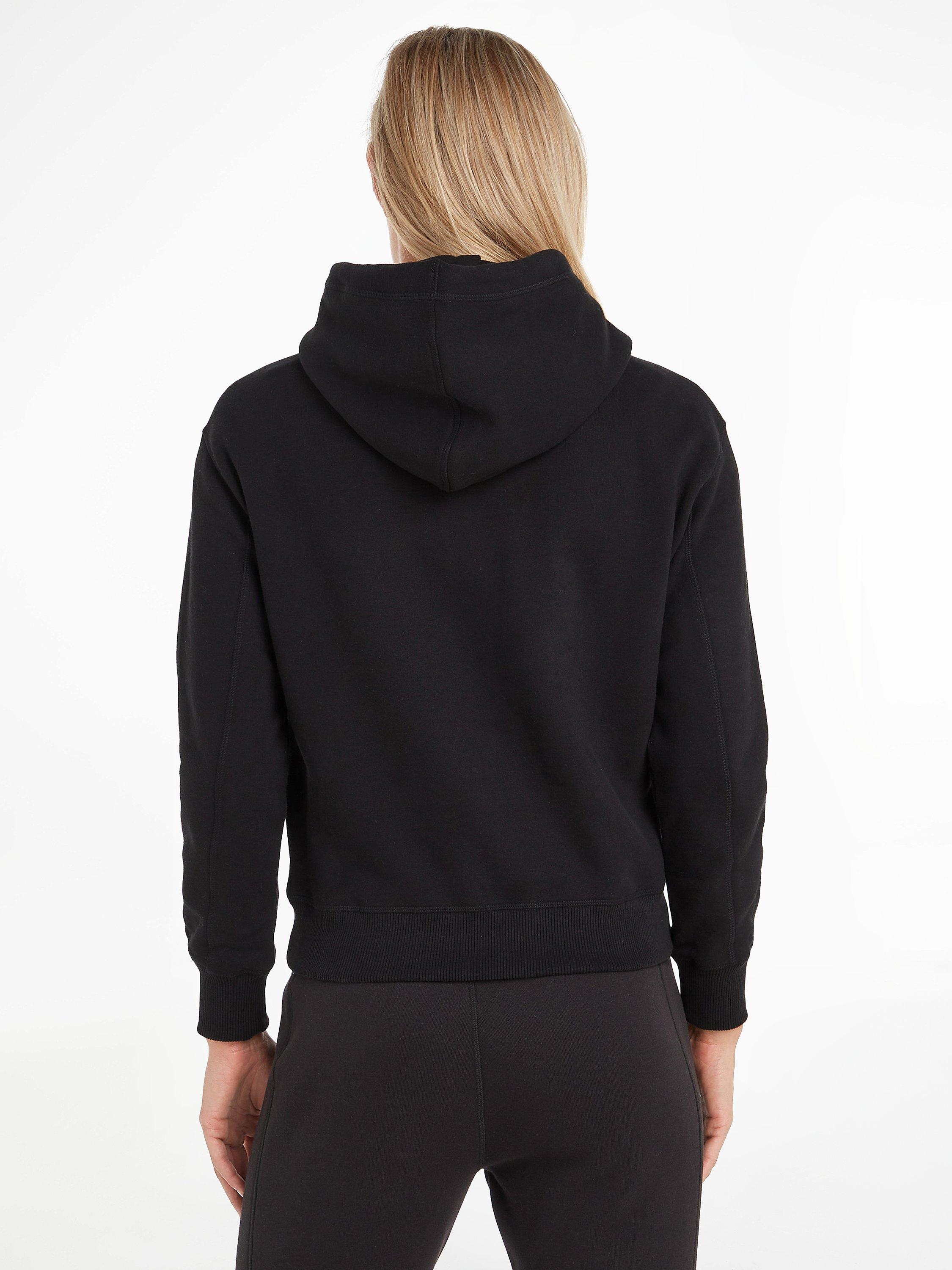 Product image 2 of 5, which shows Calvin Klein Logo Organic Cotton Blend Hoodie, Black, XS