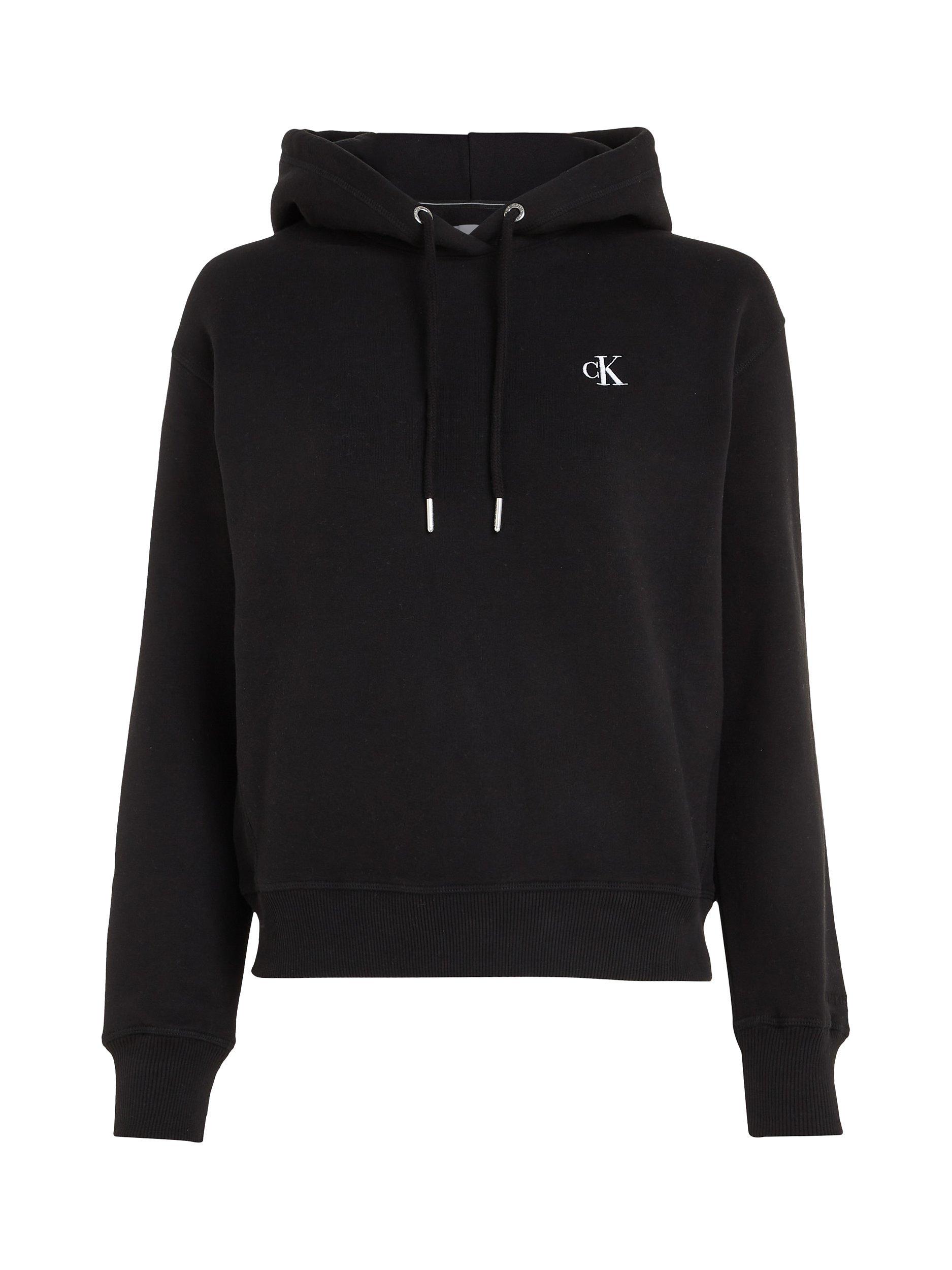 Product image 3 of 5, which shows Calvin Klein Logo Organic Cotton Blend Hoodie, Black, XS