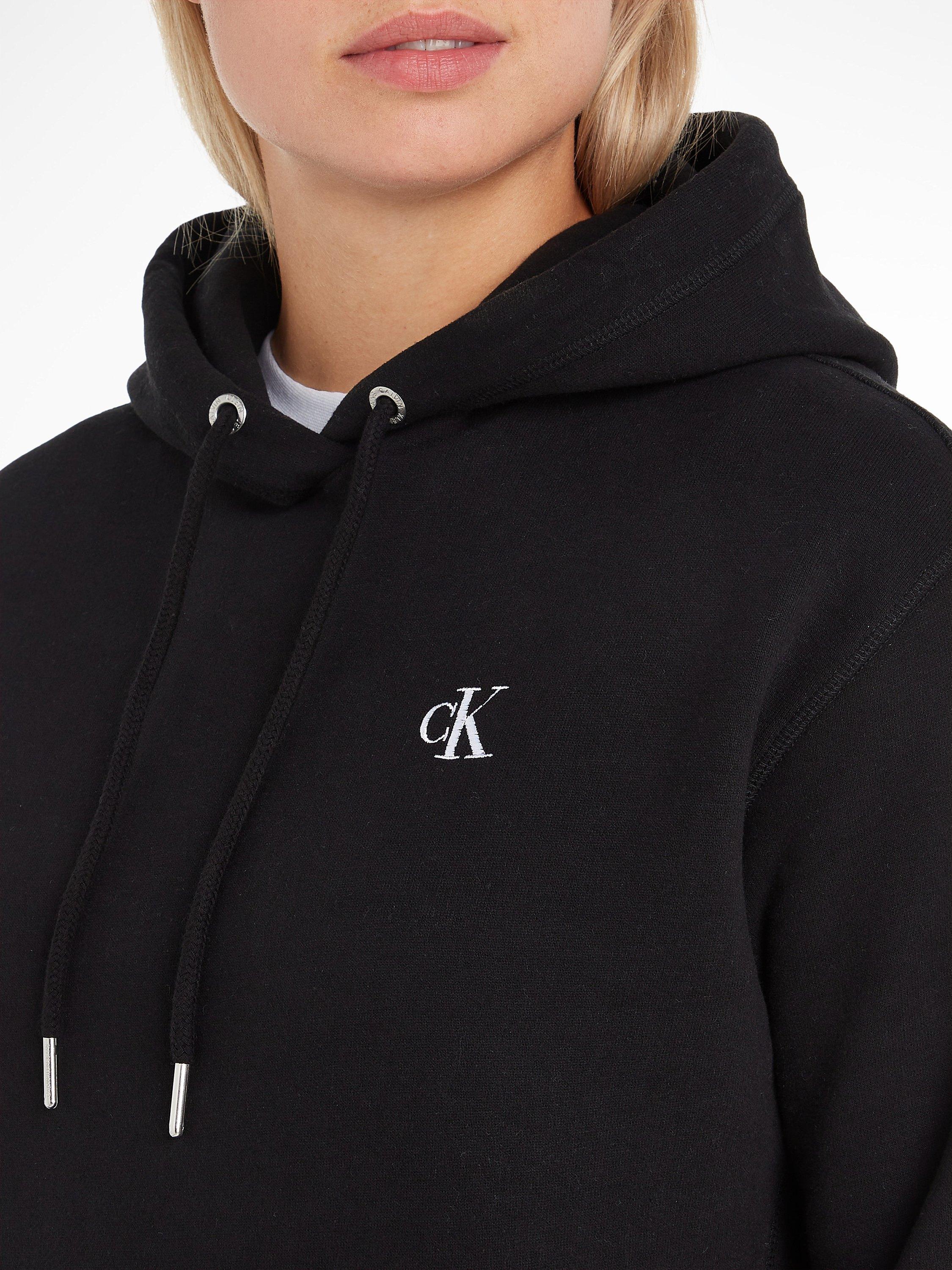 Product image 5 of 5, which shows Calvin Klein Logo Organic Cotton Blend Hoodie, Black, XS