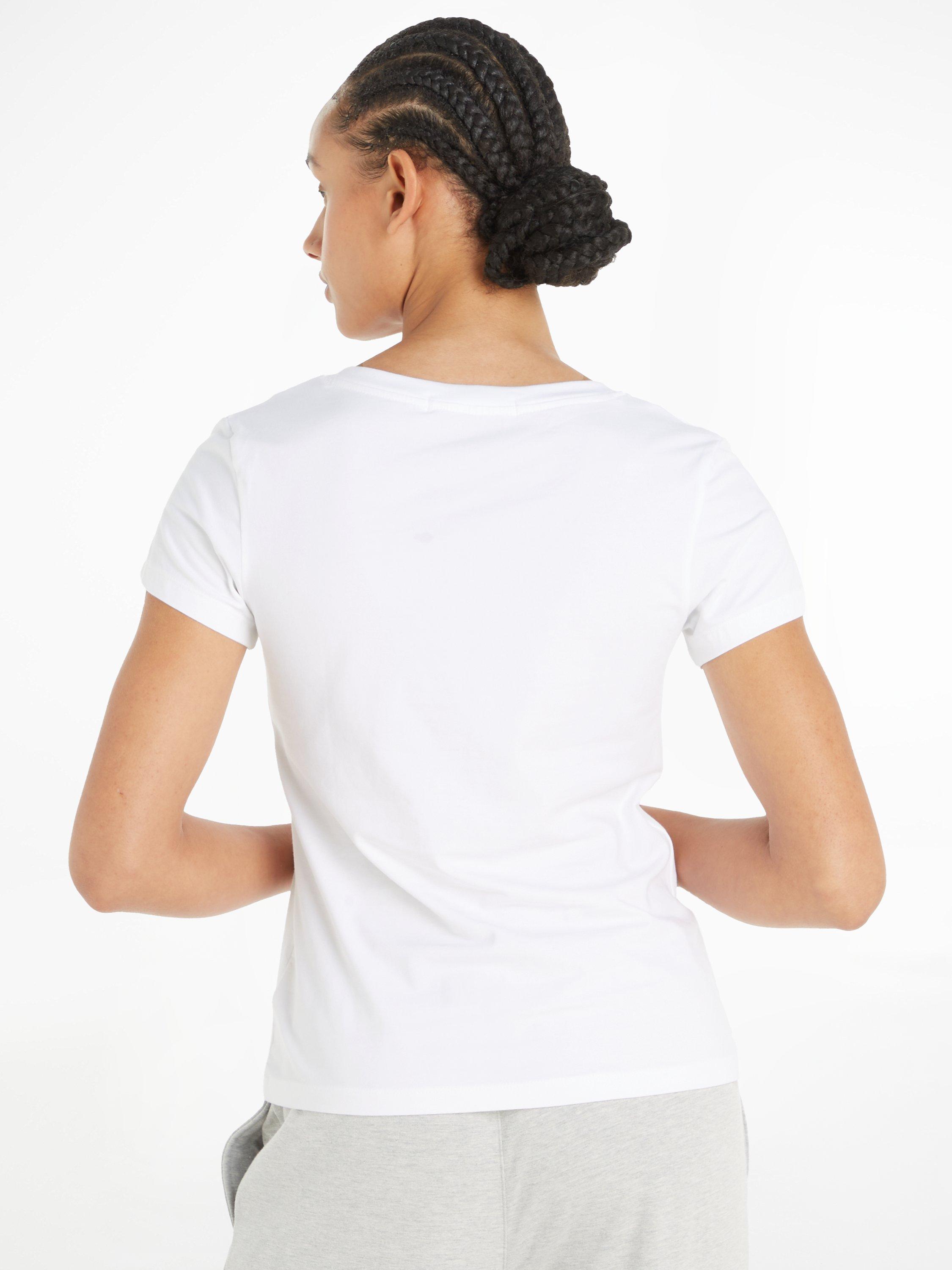 Product image 2 of 5, which shows Calvin Klein CK Logo V-Neck T-Shirt, White, XS