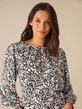 Ro&Zo Monochrome Floral Top, Black/White