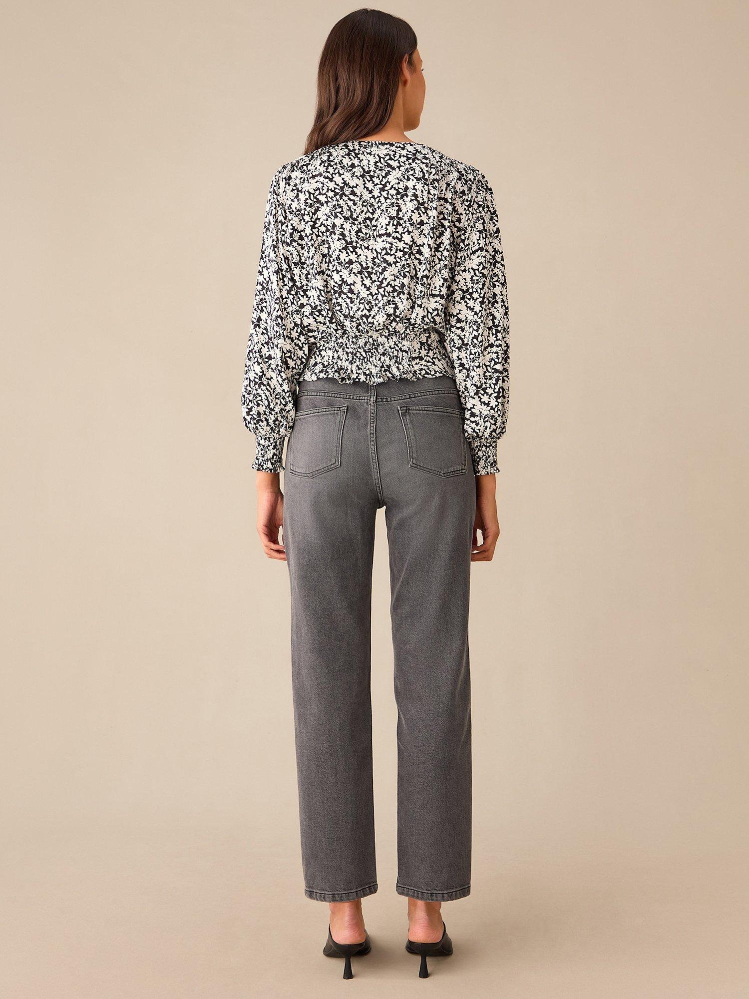 Product image 4 of 5, which shows Ro&Zo Monochrome Floral Top, Black/White, 14