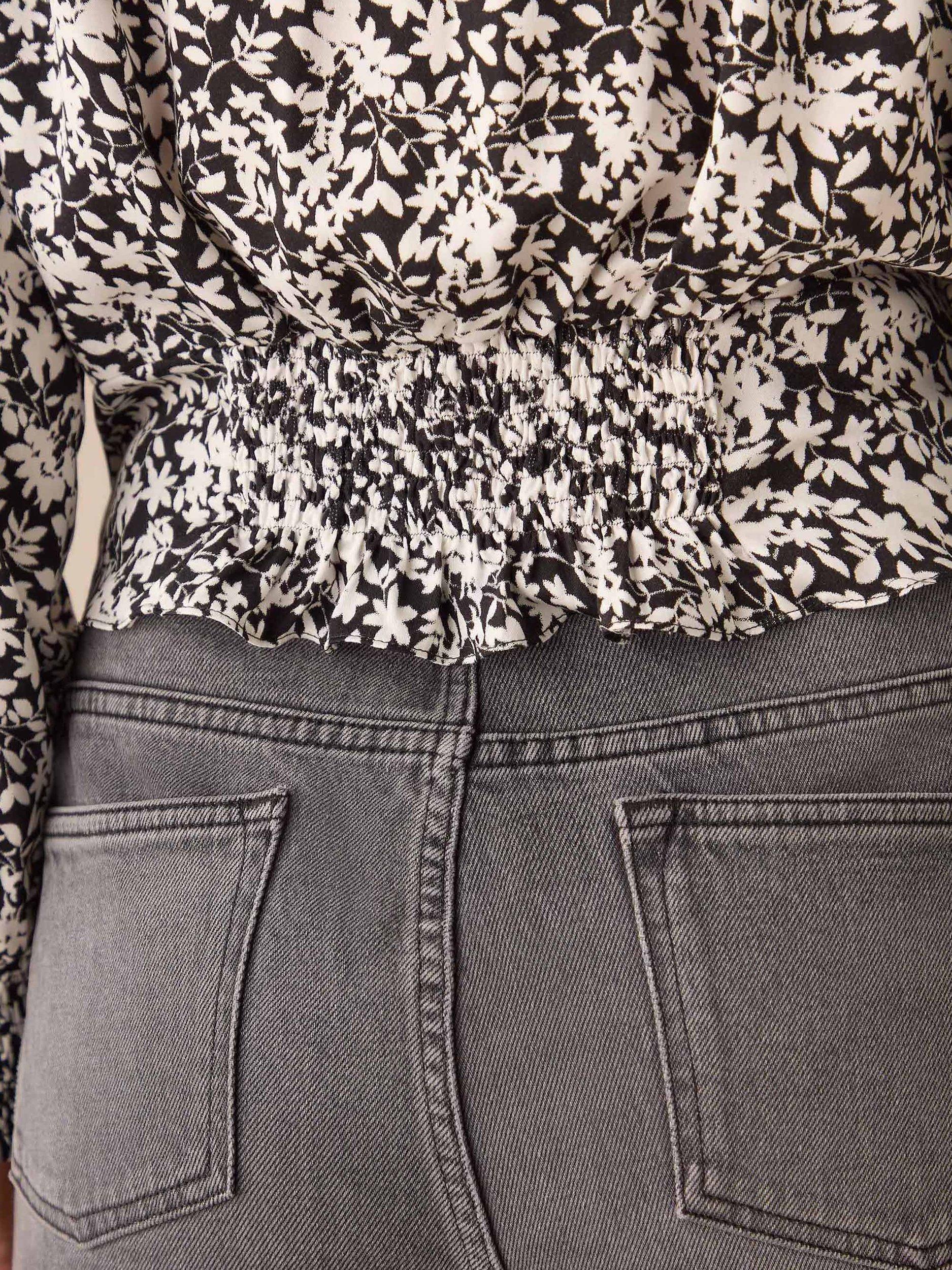 Product image 5 of 5, which shows Ro&Zo Monochrome Floral Top, Black/White, 14