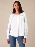 Ro&Zo Gathered Neckline Top, White