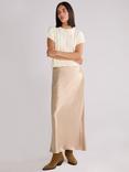 Ro&Zo Metallic Satin Bias Cut Maxi Skirt, Gold