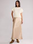 Ro&Zo Metallic Satin Bias Cut Maxi Skirt, Gold