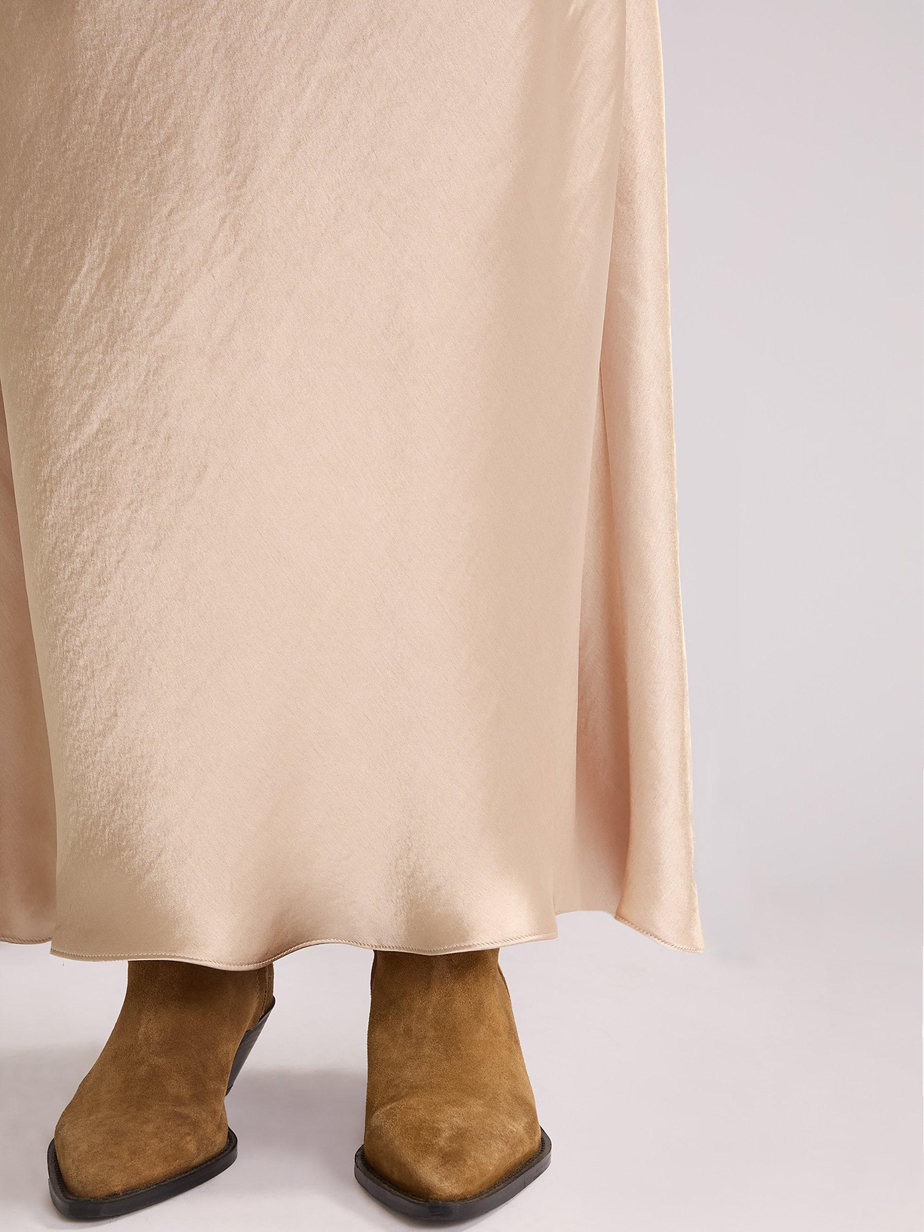 Product image 3 of 4, which shows Ro&Zo Metallic Satin Bias Cut Maxi Skirt, Gold, 14