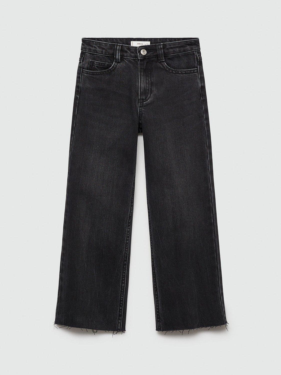 Mango Kids' Wide Leg Jeans, Charcoal