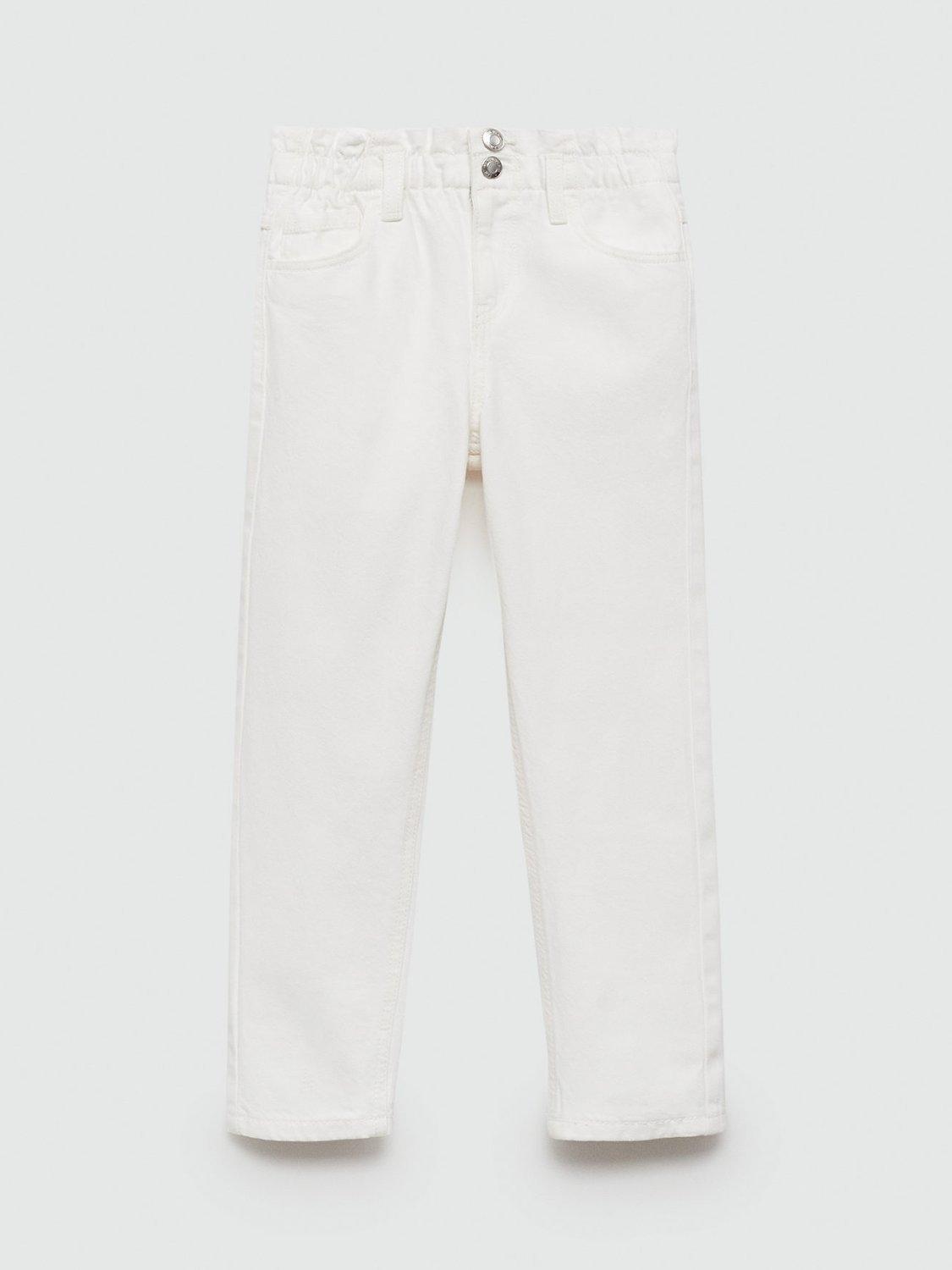 Mango Kids' Paperbag Jeans, White