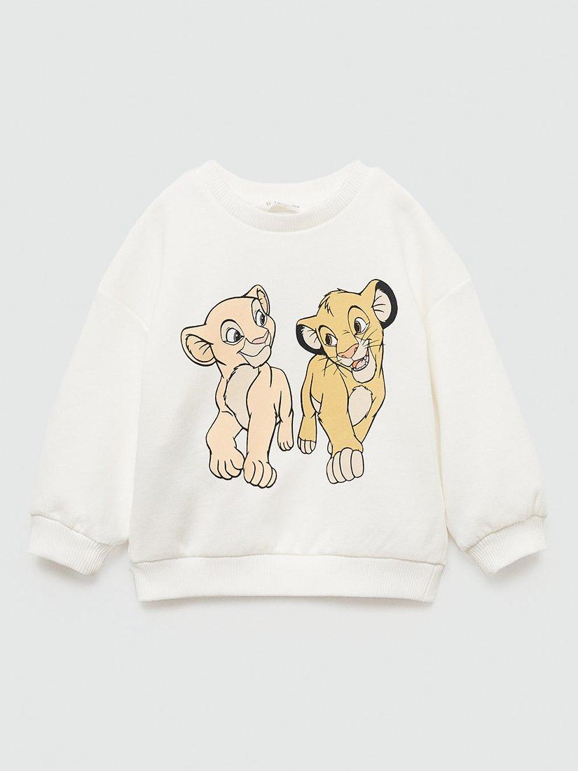 Mango Kids Simba and Nala Sweatshirt Natural White