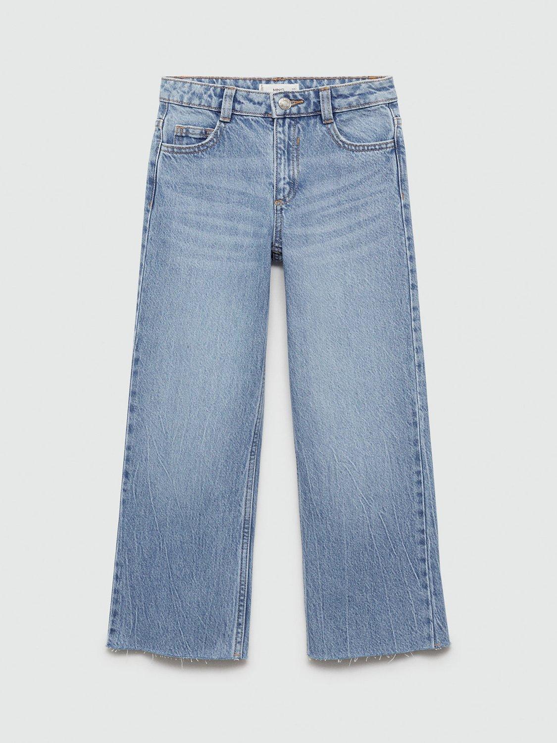 Mango Kids' Wide Leg Jeans, Open Blue