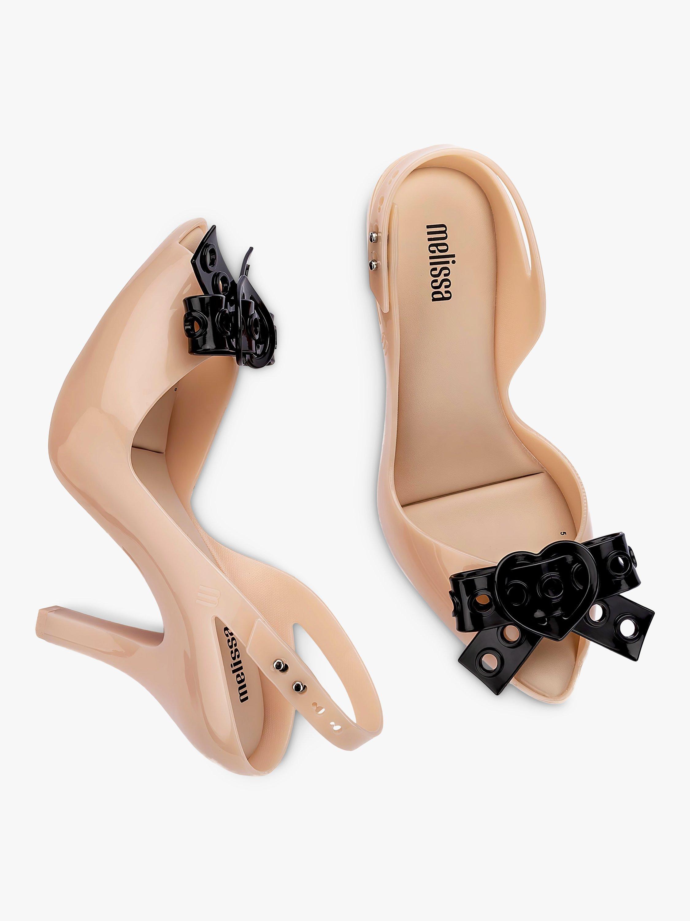 Product image 4 of 5, which shows Melissa Lady Dragon Heeled Mules, Beige/Black, 3