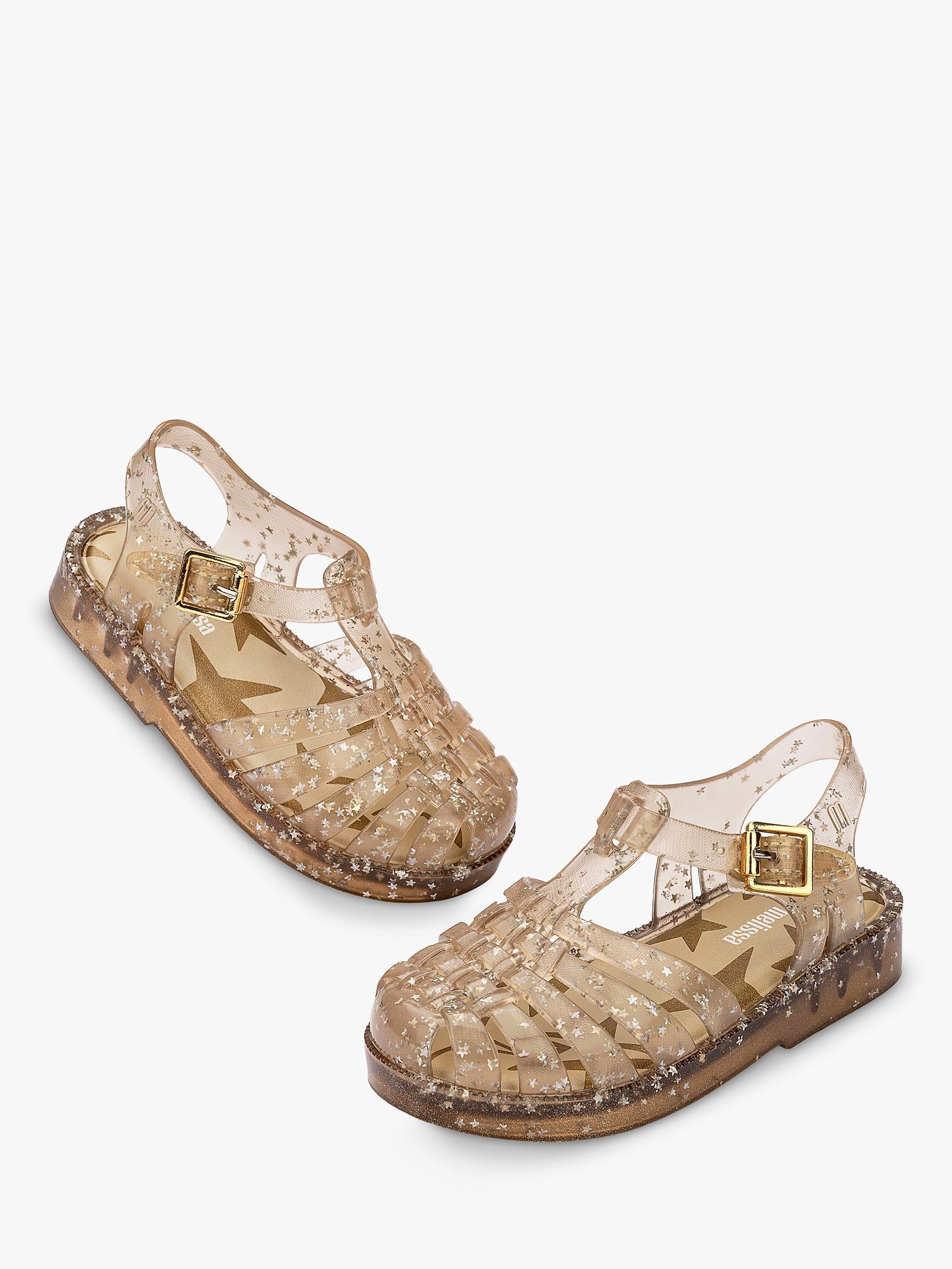 Product image 2 of 3, which shows Melissa Kids' Sparkle Jelly Shoes, Beige, 4 Jnr