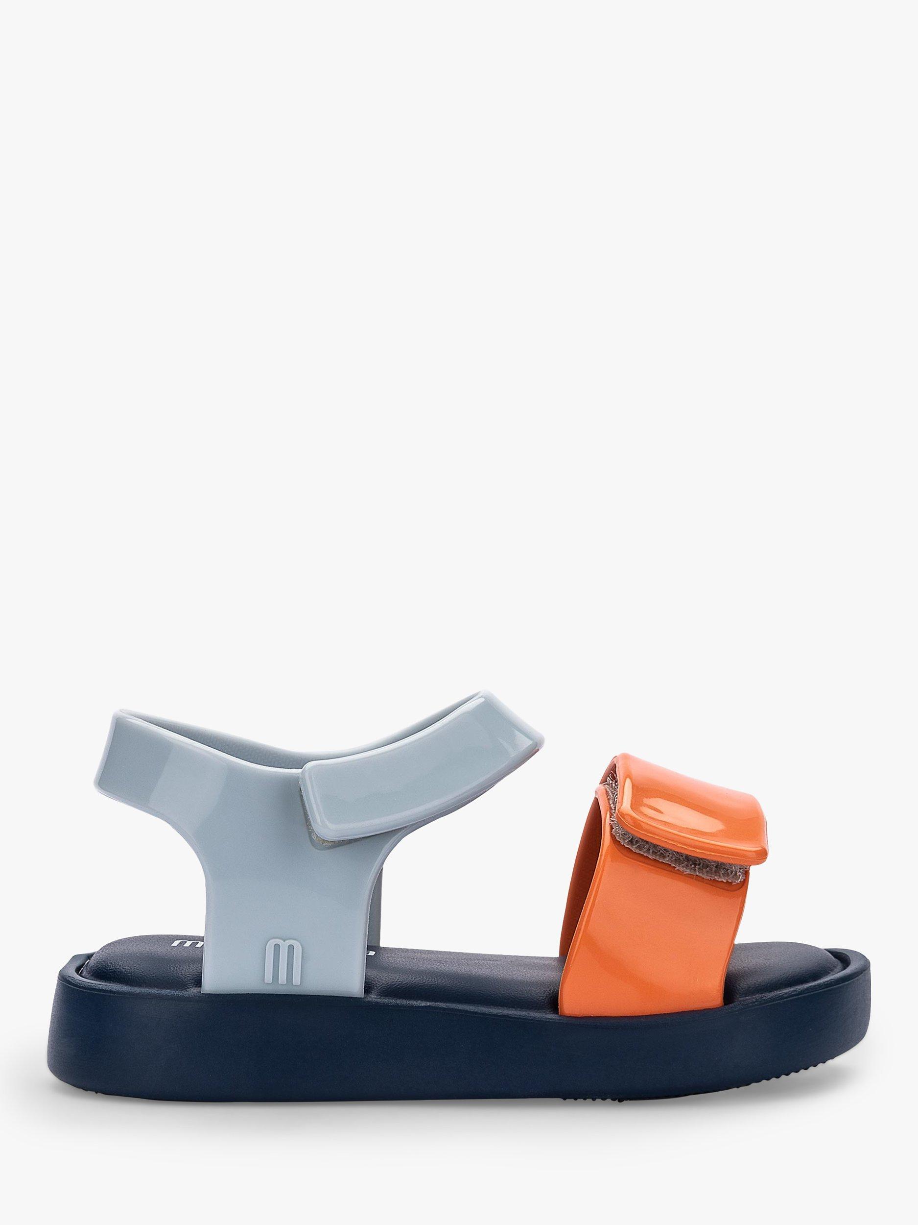 Product image 1 of 3, which shows Mini Melissa Kids' Colour Block Sandals, Blue/Orange, 4 Jnr