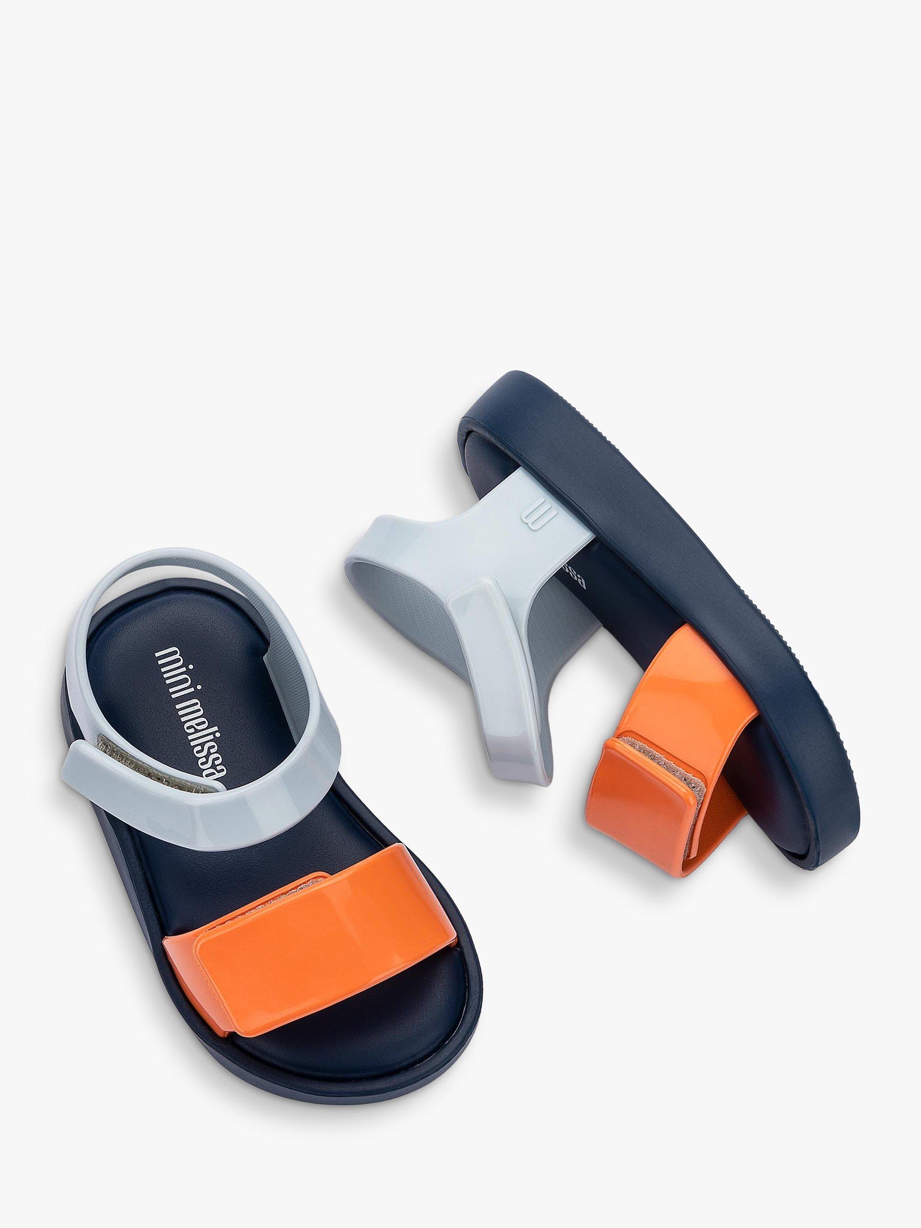 Product image 3 of 3, which shows Mini Melissa Kids' Colour Block Sandals, Blue/Orange, 4 Jnr