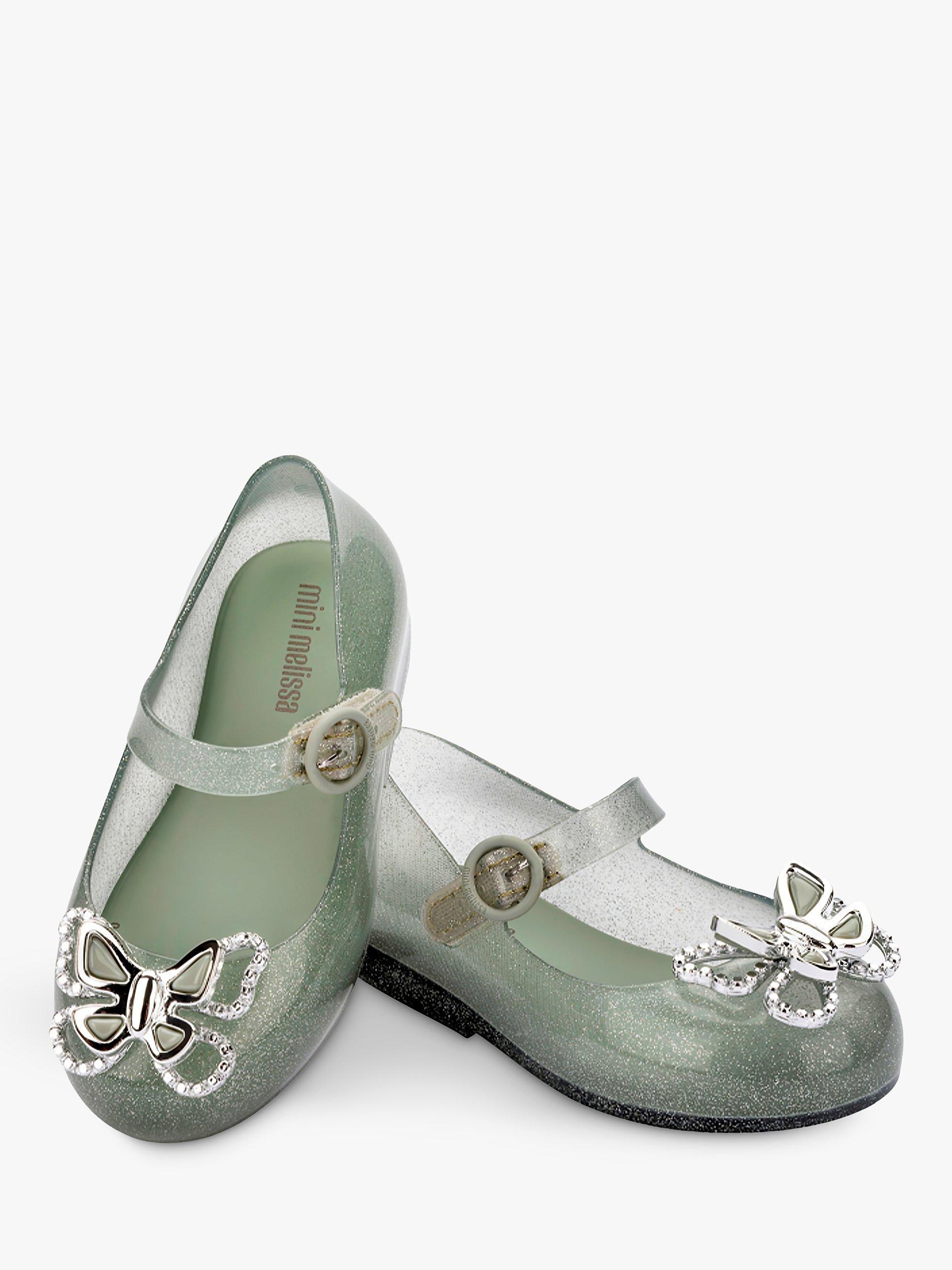 Product image 2 of 4, which shows Melissa Kids' Sweet Love Fly Sandals, Green/Silver, 4 Jnr