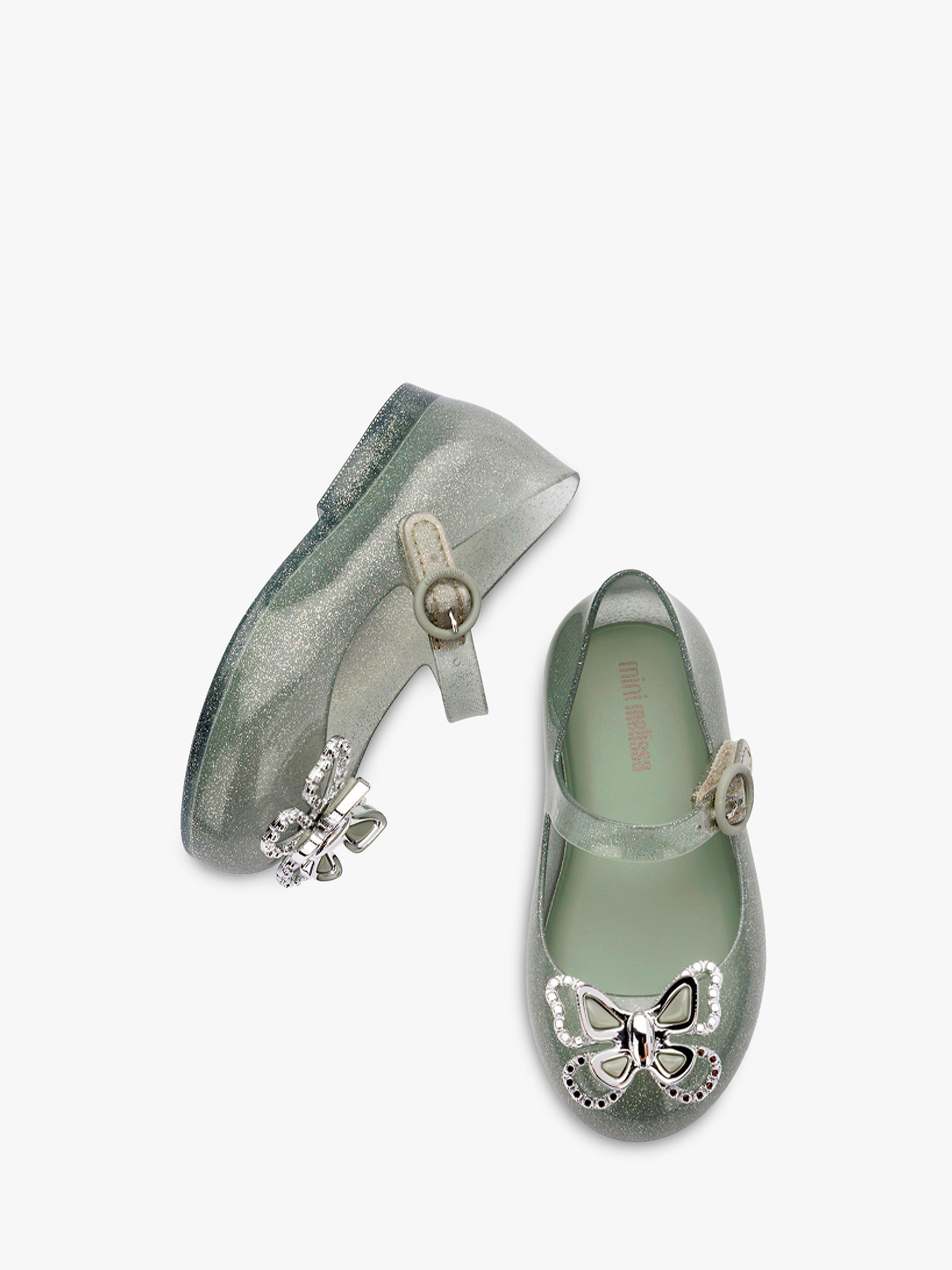 Product image 3 of 4, which shows Melissa Kids' Sweet Love Fly Sandals, Green/Silver, 4 Jnr