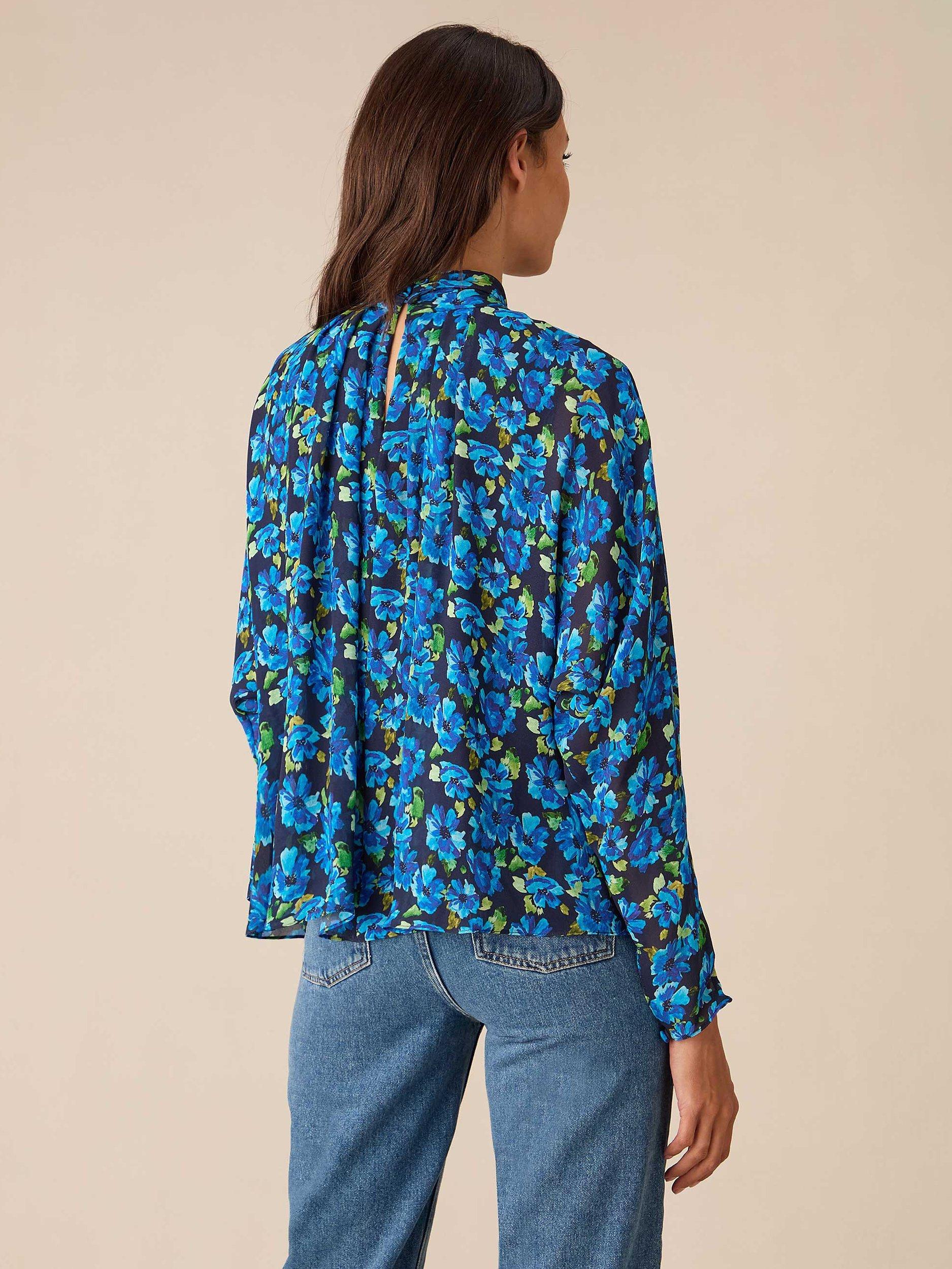 Product image 5 of 5, which shows Ro&Zo Floral Print Blouse, Blue/Multi, 6