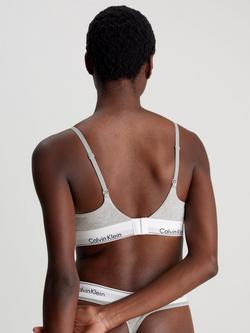 Calvin Klein Modern Cotton Wired Plunge Push Up Bra - view 2, Heather Grey