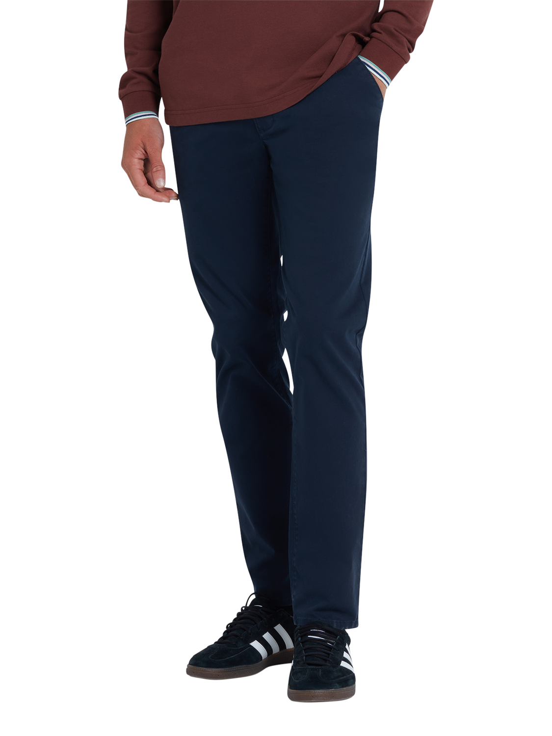 Product image 1 of 5, which shows Farah Elm Chino Trousers, True Navy, W30/L32
