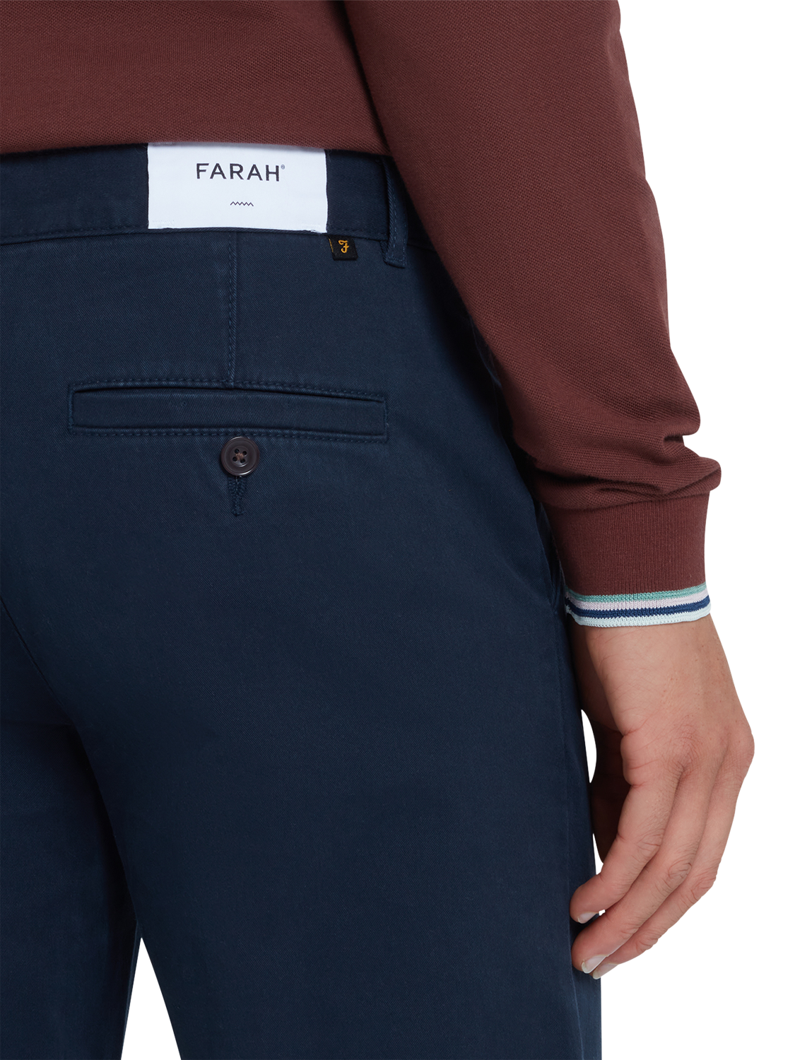 Product image 4 of 5, which shows Farah Elm Chino Trousers, True Navy, W30/L32