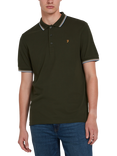 Farah Alvin Organic Cotton Tipped Collar Polo Shirt, Evergreen