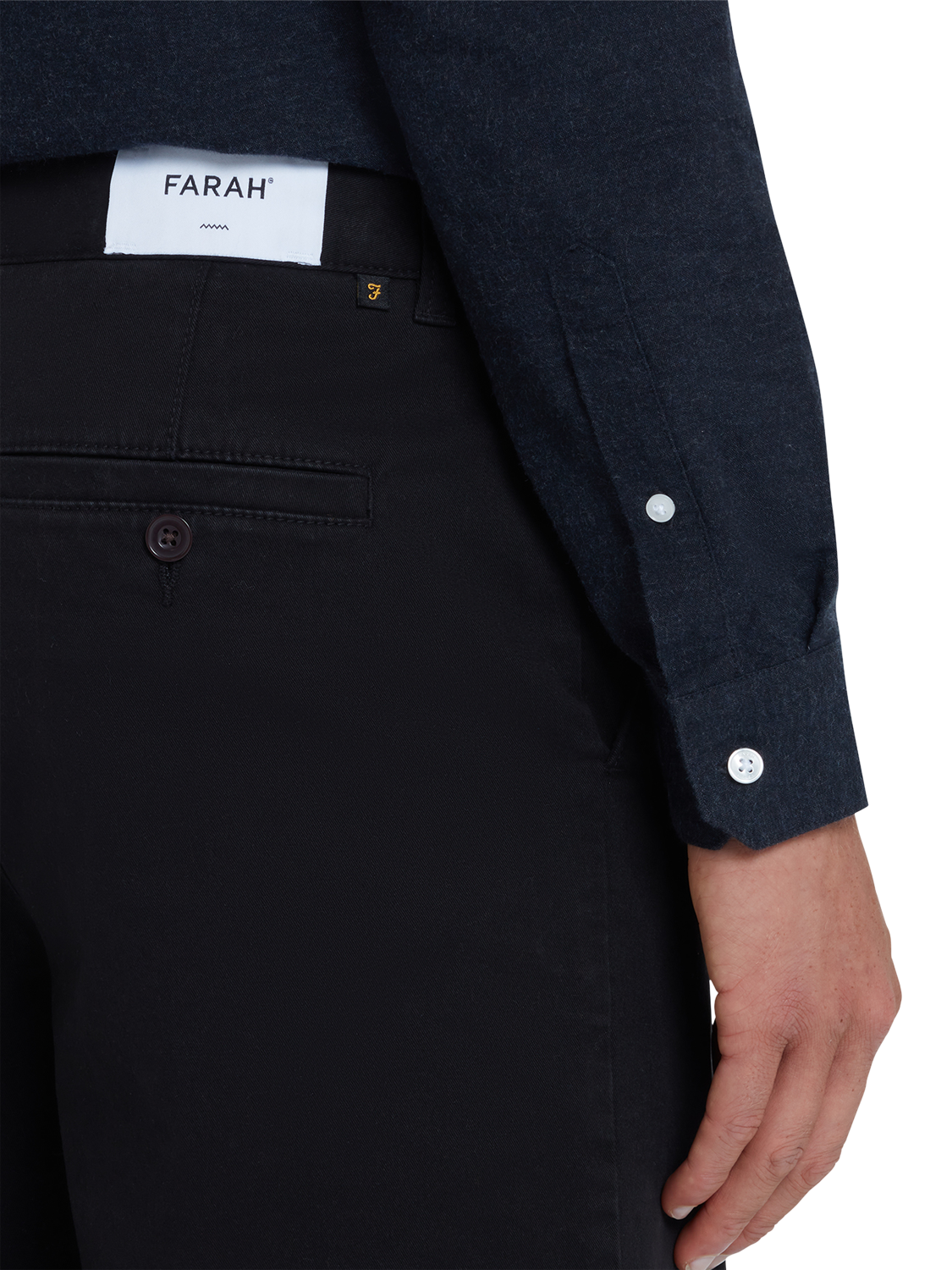 Product image 4 of 5, which shows Farah Norwood Beige Chino Trousers, Black, W30/L32