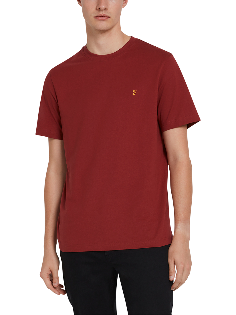 Product image 1 of 5, which shows Farah Danny Organic Cotton T-Shirt, Worn Red, L