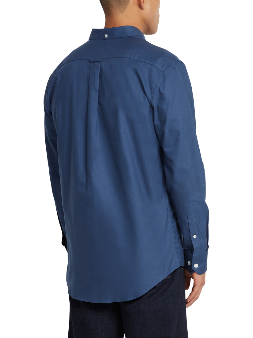 Product image 2 of 5, which shows Farah Brewer Long Sleeve Organic Cotton Shirt, Deep Blue, L
