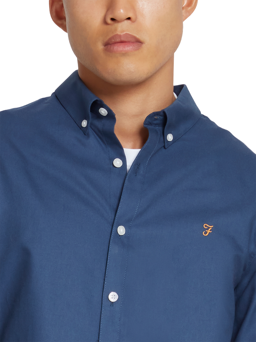 Product image 4 of 5, which shows Farah Brewer Long Sleeve Organic Cotton Shirt, Deep Blue, L