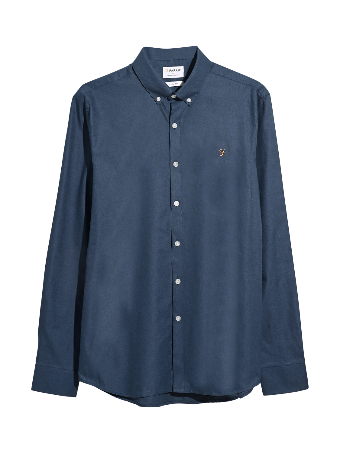 Product image 5 of 5, which shows Farah Brewer Long Sleeve Organic Cotton Shirt, Deep Blue, L