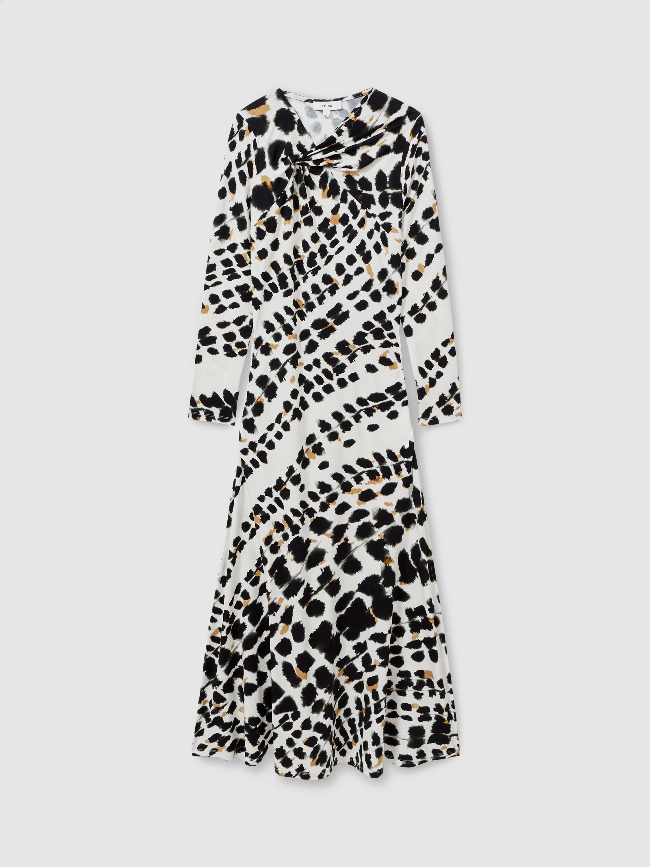 Reiss Vanita Midi Dress, Black/White, XS