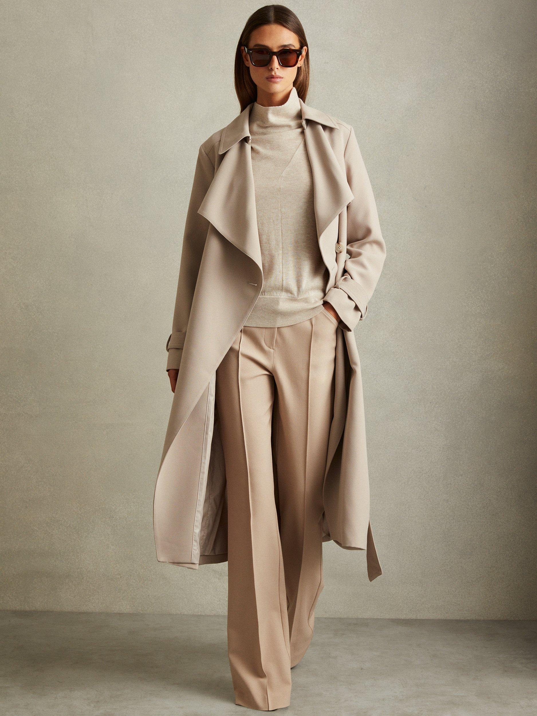 Product image 3 of 4, which shows Reiss Hadley Flared Trousers, Neutral, 14R