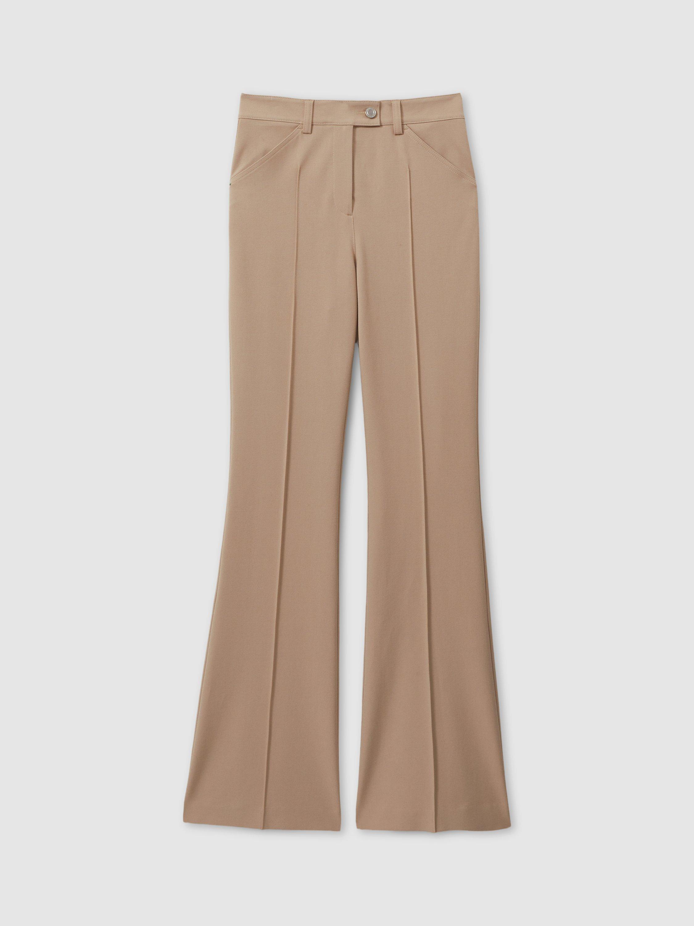 Product image 4 of 4, which shows Reiss Hadley Flared Trousers, Neutral, 14R