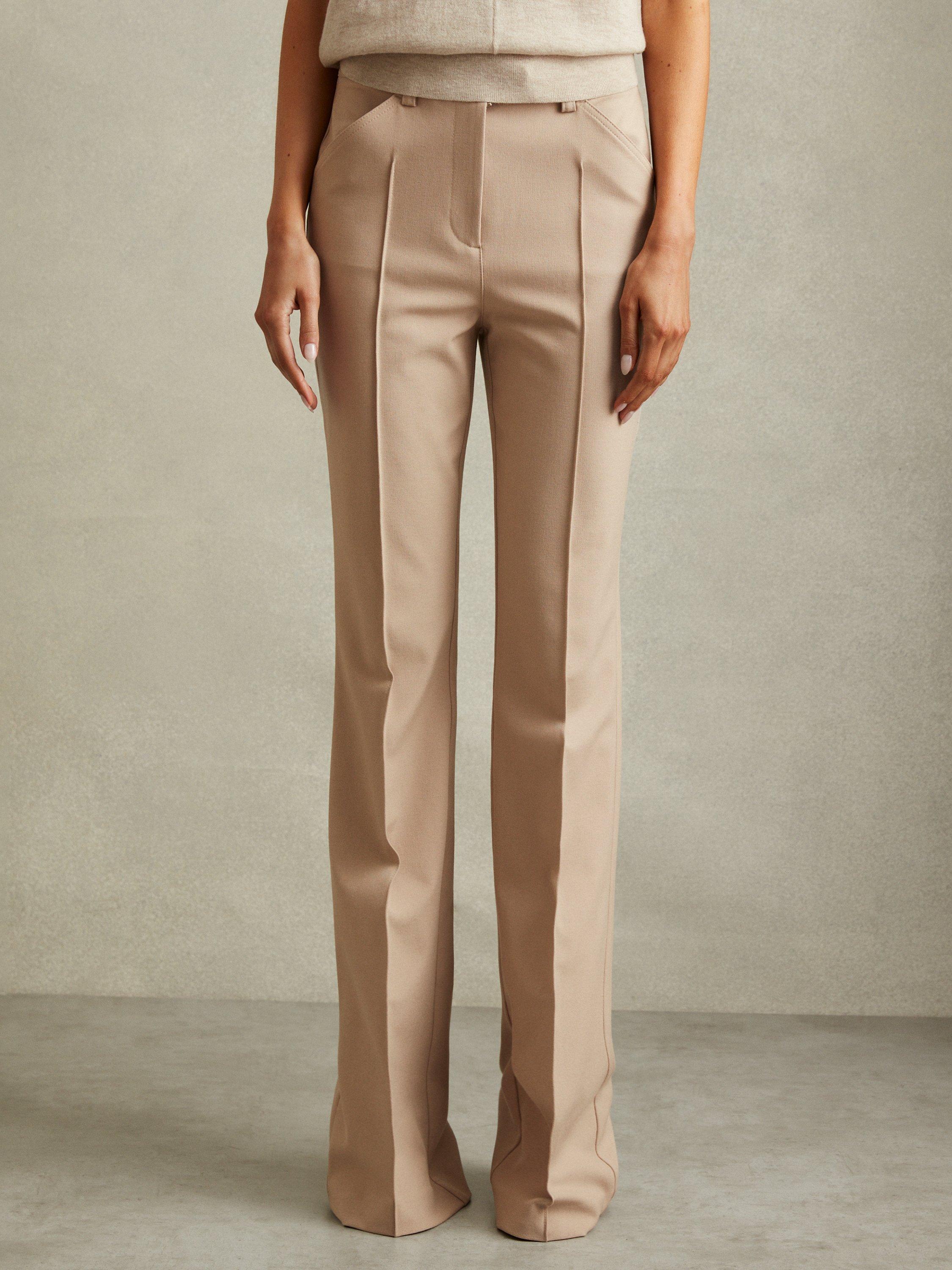 Product image 1 of 4, which shows Reiss Hadley Flared Trousers, Neutral, 14R
