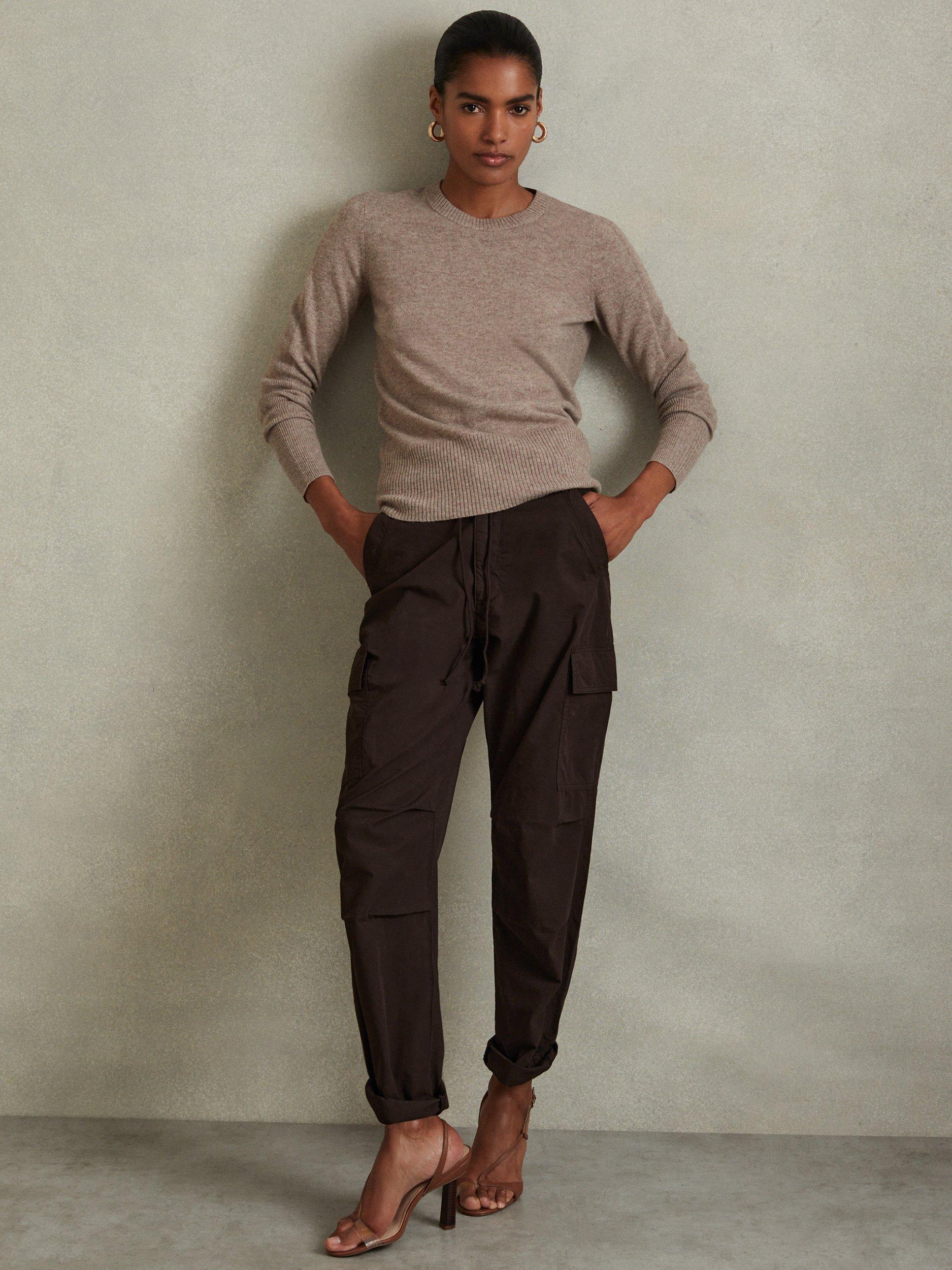 Product image 1 of 5, which shows Reiss Alession Utility Trousers, Chocolate, 14