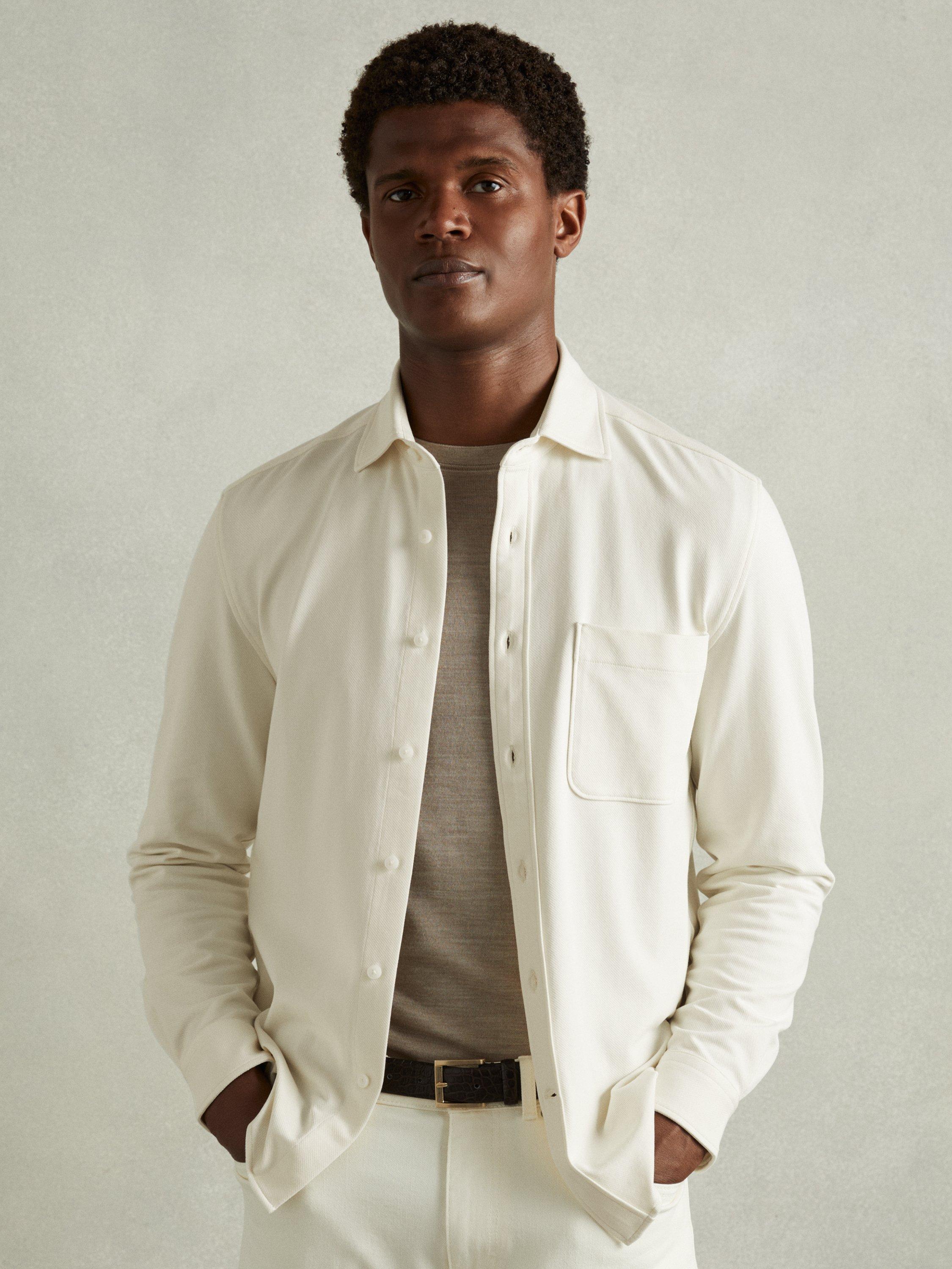 Product image 4 of 5, which shows Reiss Kappo Cotton Blend Shirt, Off White, XS