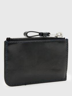 AllSaints Isamu Tierra Embossed Leather Cardholder, Black - view 2, Black Black