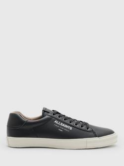 AllSaints Underground Leather Low Top Trainers, Black Black