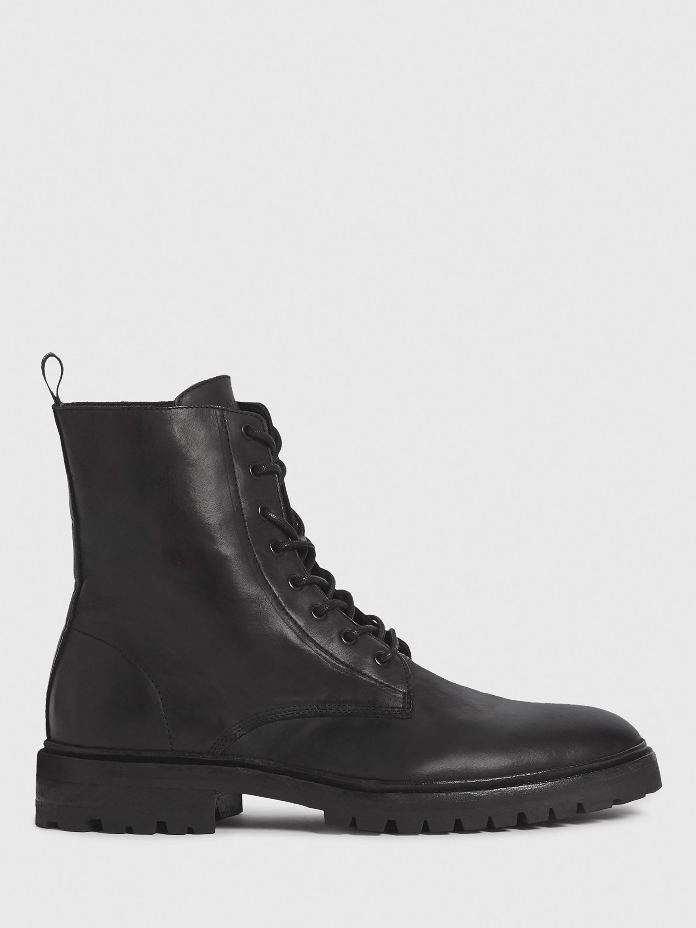 AllSaints Tobias Leather Lace-Up Boots, Black Black