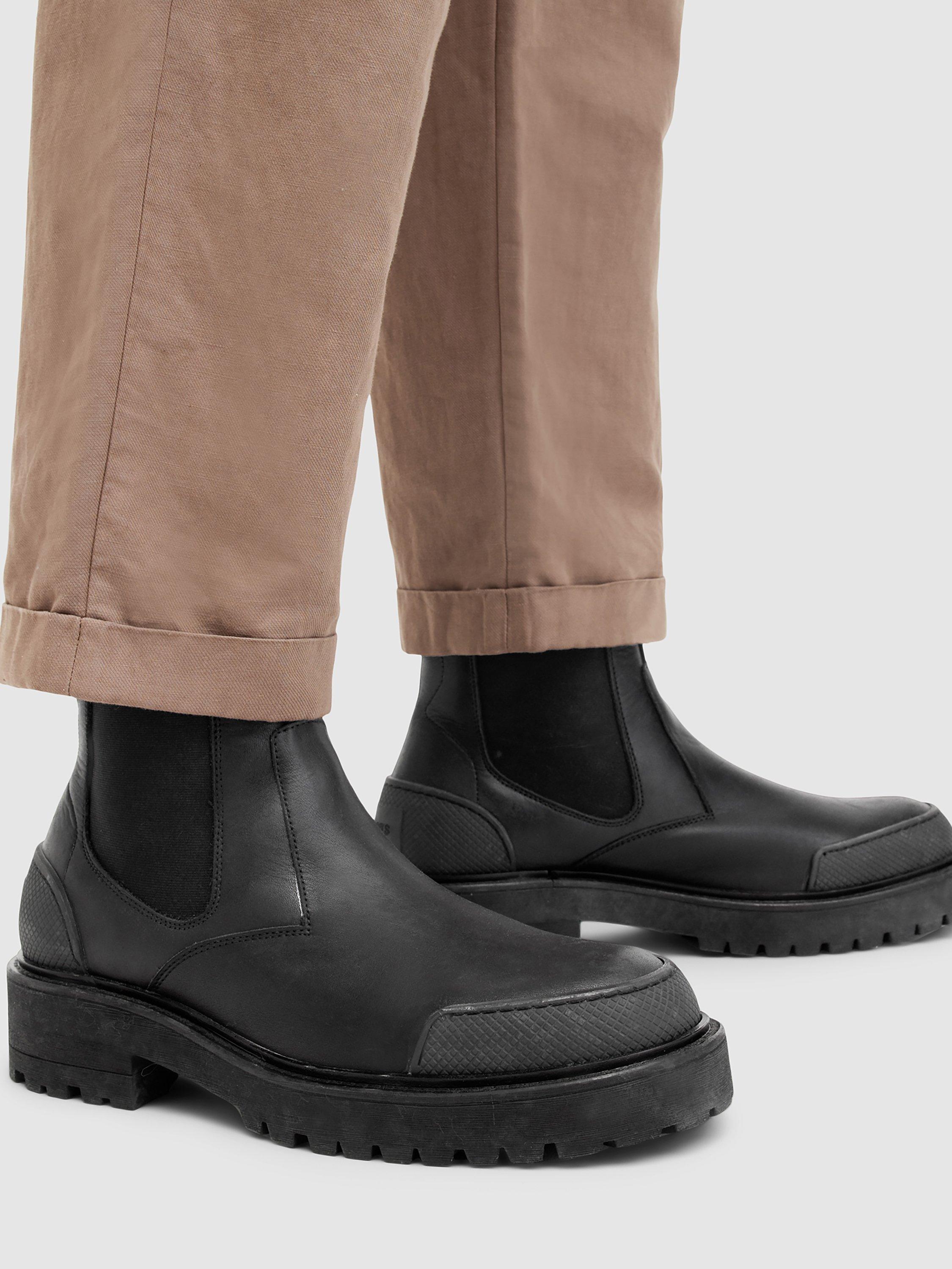 Product image 2 of 6, which shows AllSaints Matrix Leather Chelsea Boots, Black, EU43