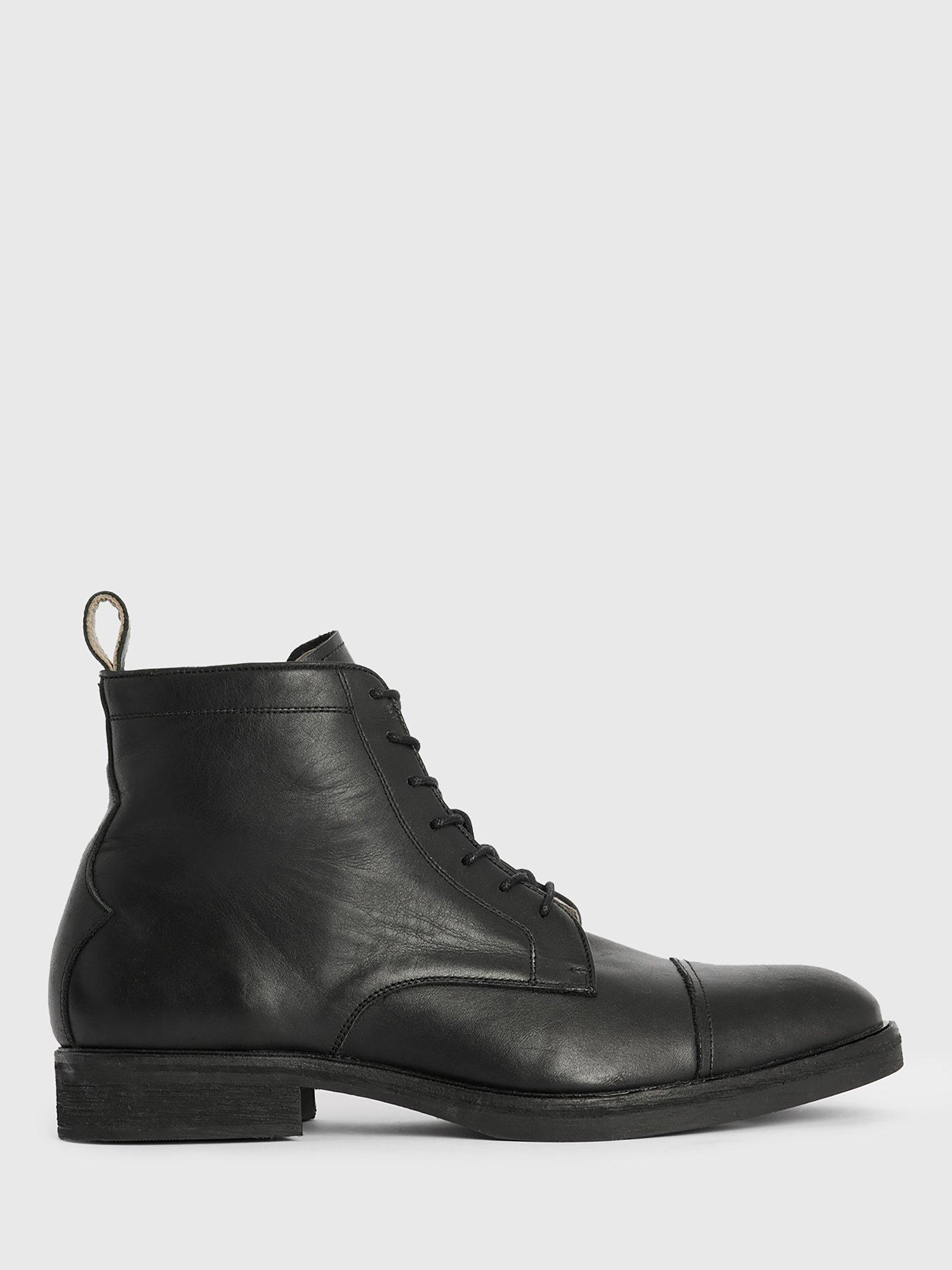 Product image 1 of 6, which shows AllSaints Drago Leather Lace Up Boots, Black, EU41
