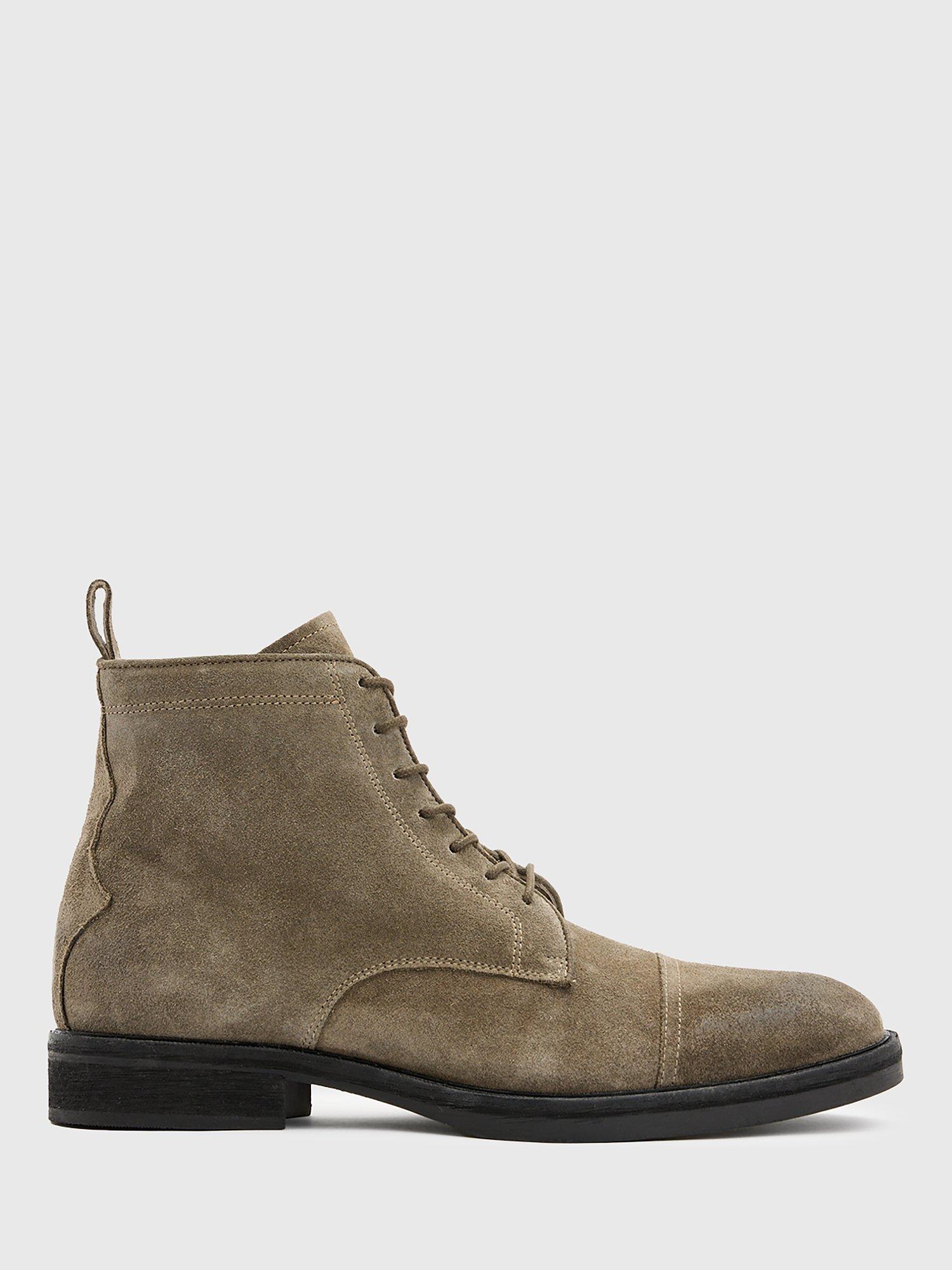 Product image 1 of 5, which shows AllSaints Drago Suede Lace-Up Ankle Boots, Khaki, EU44