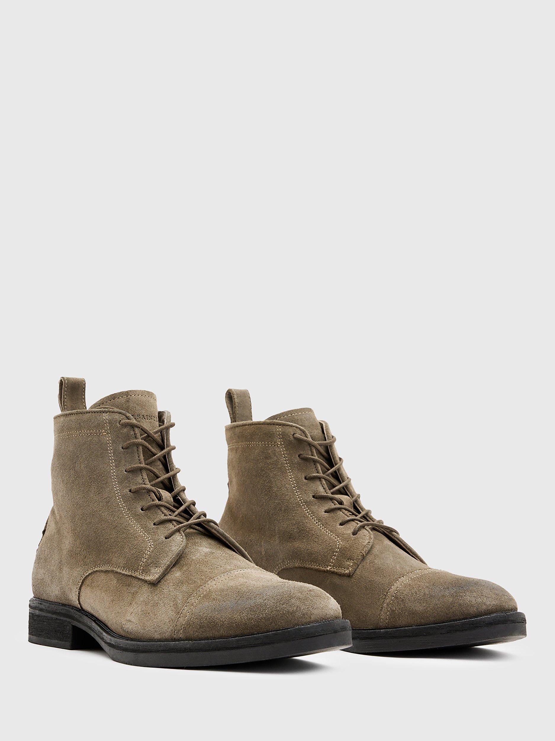 Product image 3 of 5, which shows AllSaints Drago Suede Lace-Up Ankle Boots, Khaki, EU44